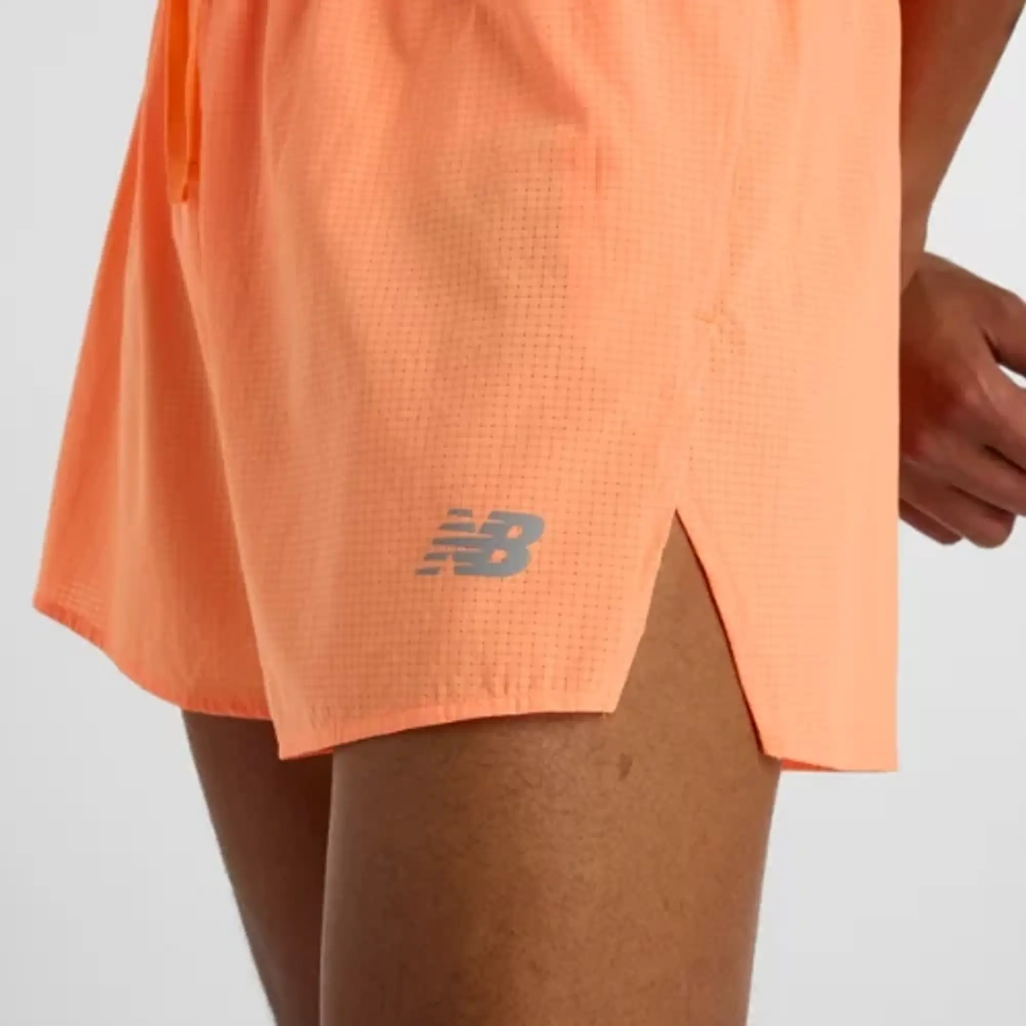 New Balance Men's RC Ultra Light Split Short 3 in Orange Nylon Woven