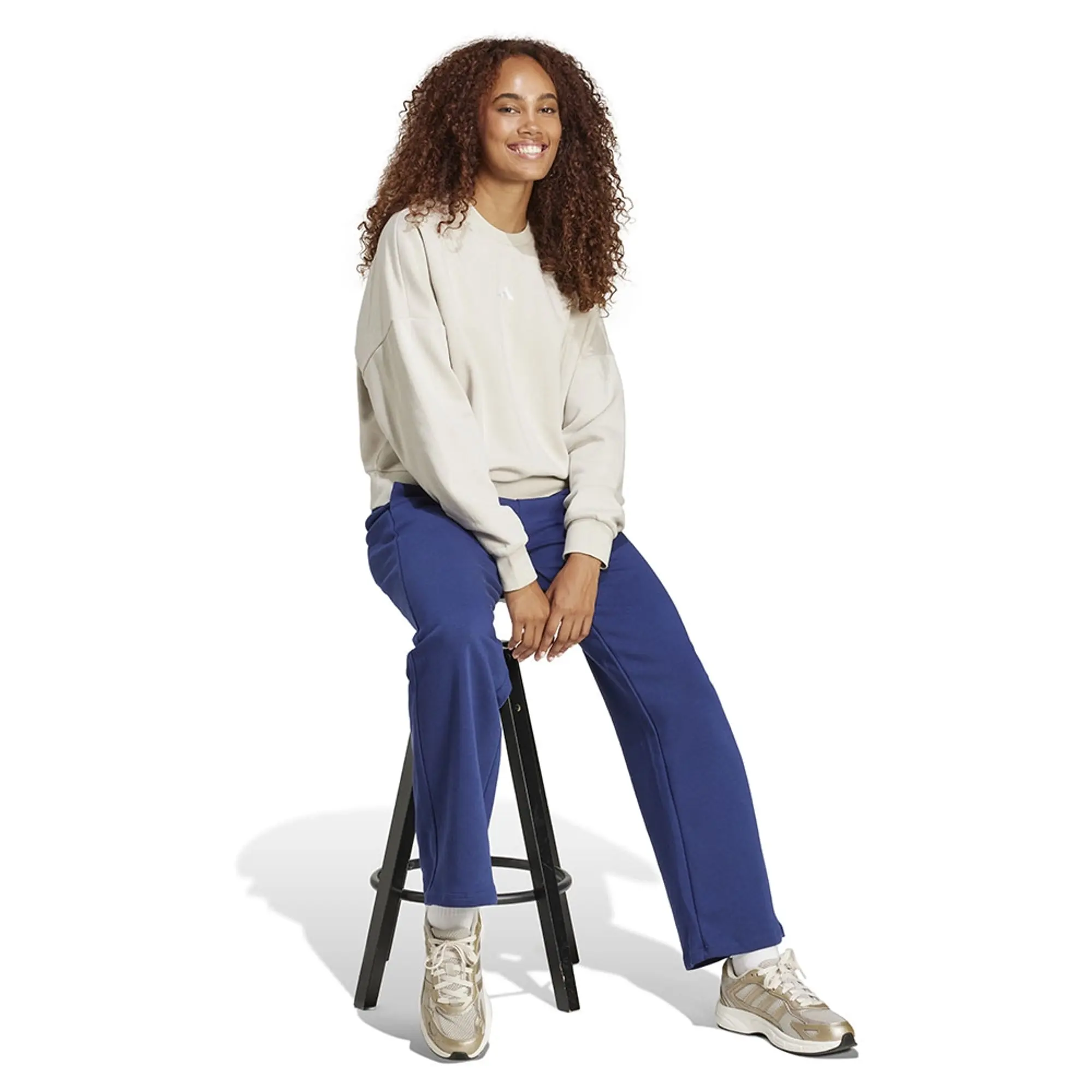 adidas Women's Essentials Small Logo Feel Cozy Open-Hem Joggers - Dark Blue/White -  Size: XS