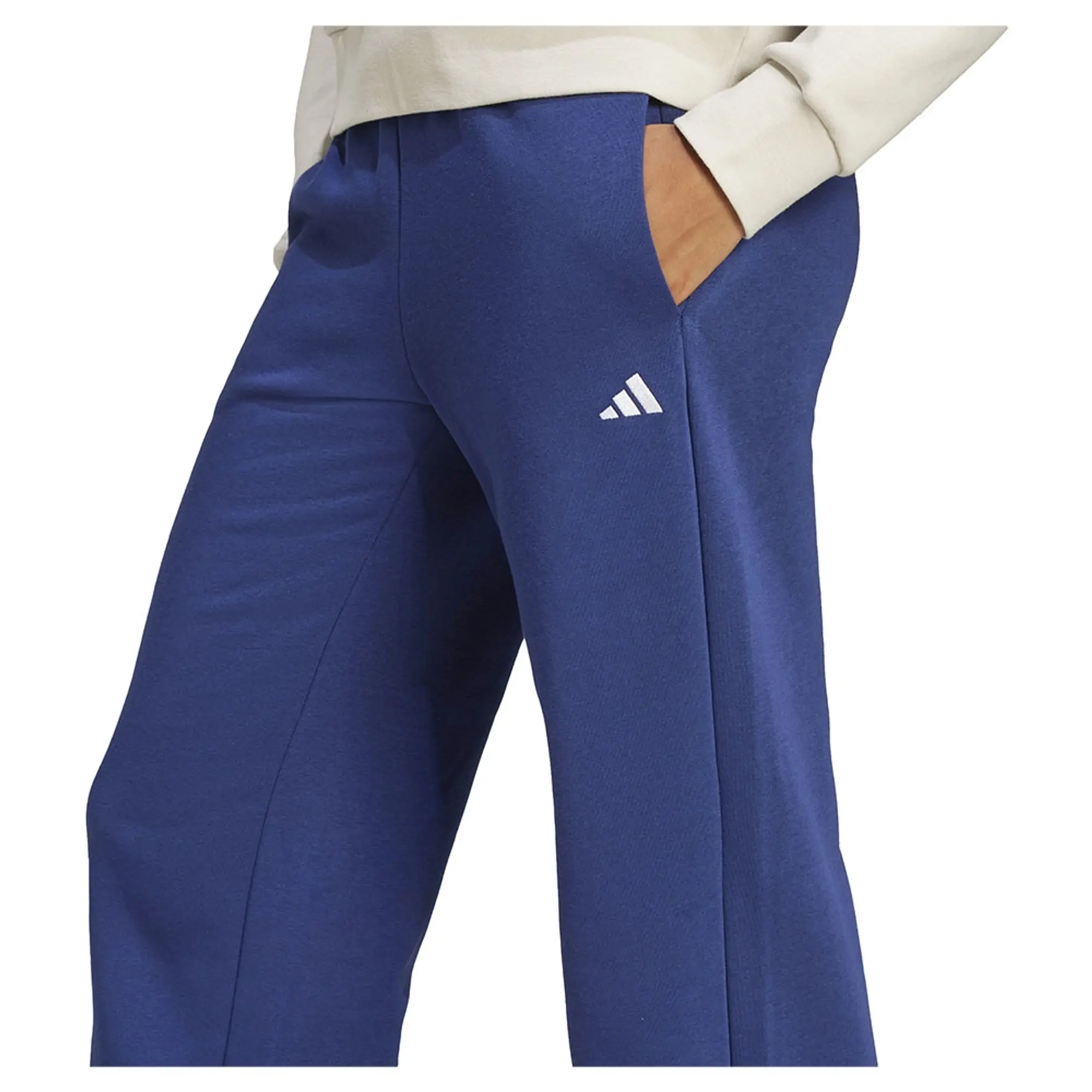 adidas Women's Essentials Small Logo Feel Cozy Open-Hem Joggers - Dark Blue/White -  Size: XS