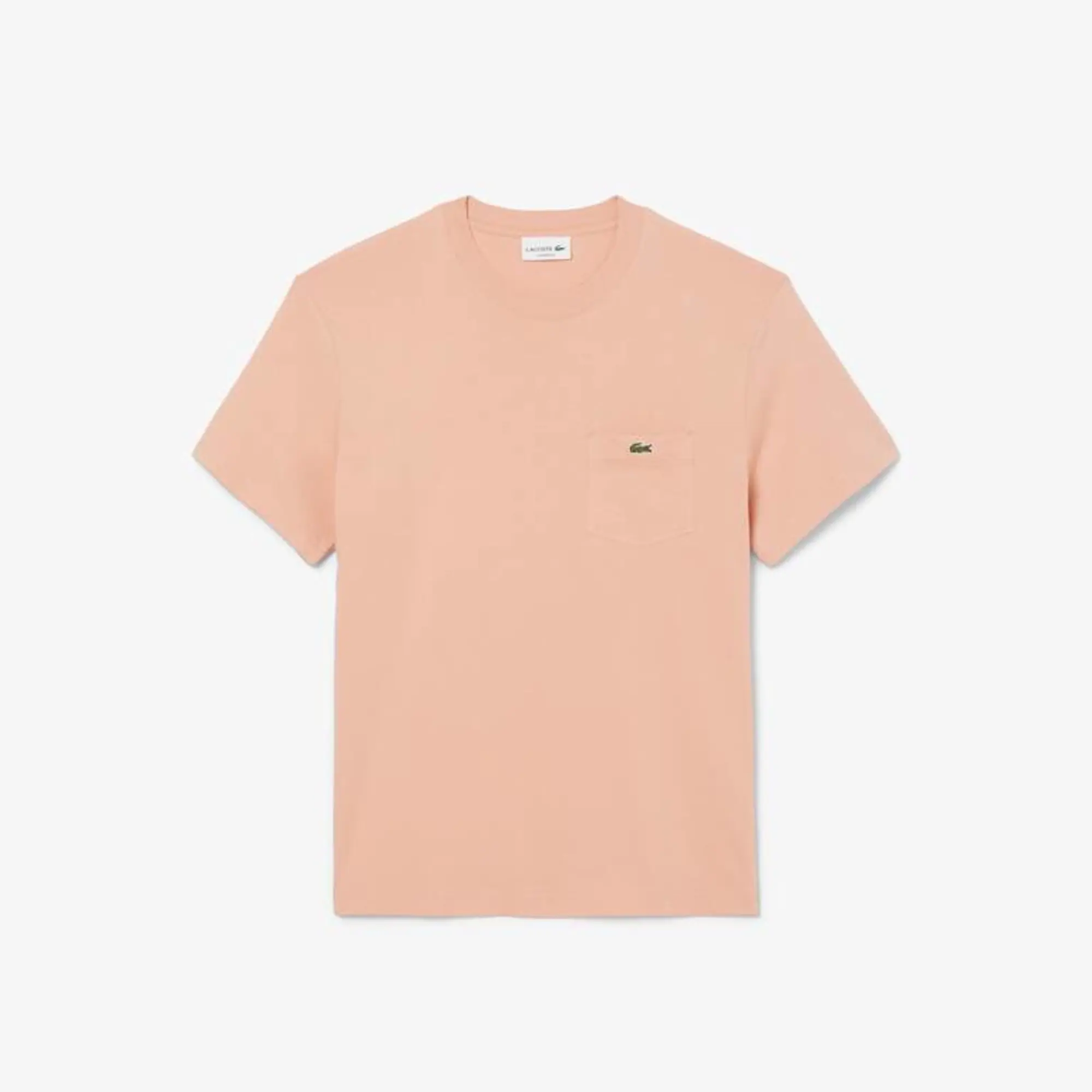 Lacoste Cotton T-shirt with Breast Pocket - Pinkish Beige