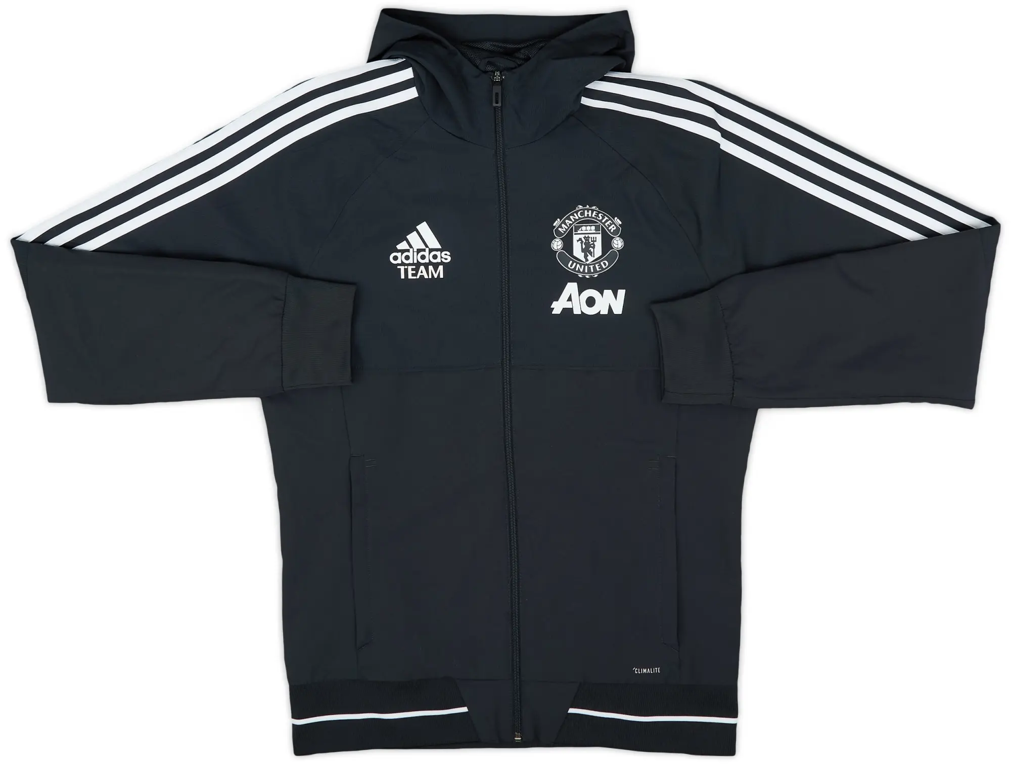 2017-18 Manchester United adidas Staff Issue Hooded Track Jacket - 8/10 - (S)