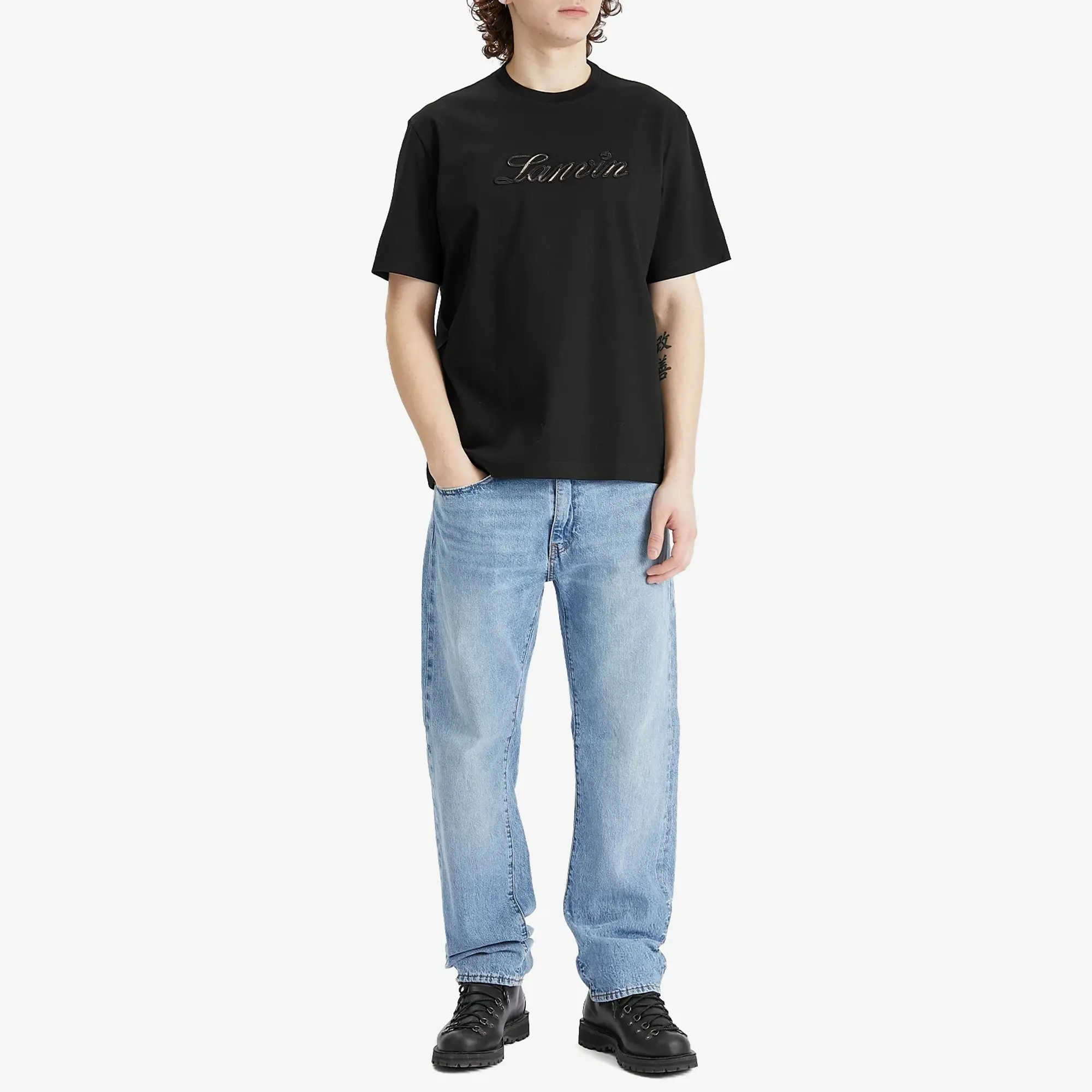 Lanvin Men's Denim Script Logo T-Shirt Black