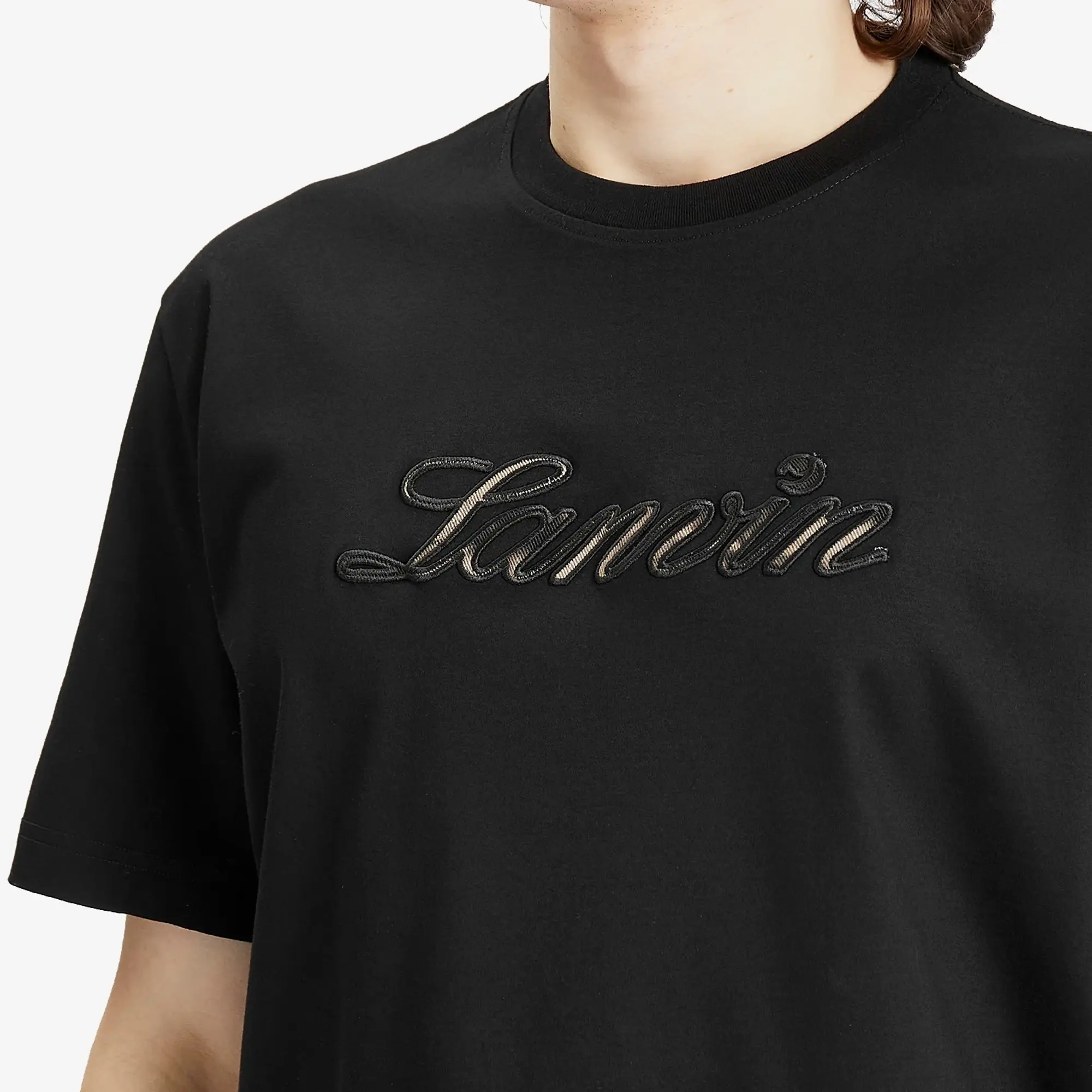 Lanvin Men's Denim Script Logo T-Shirt Black