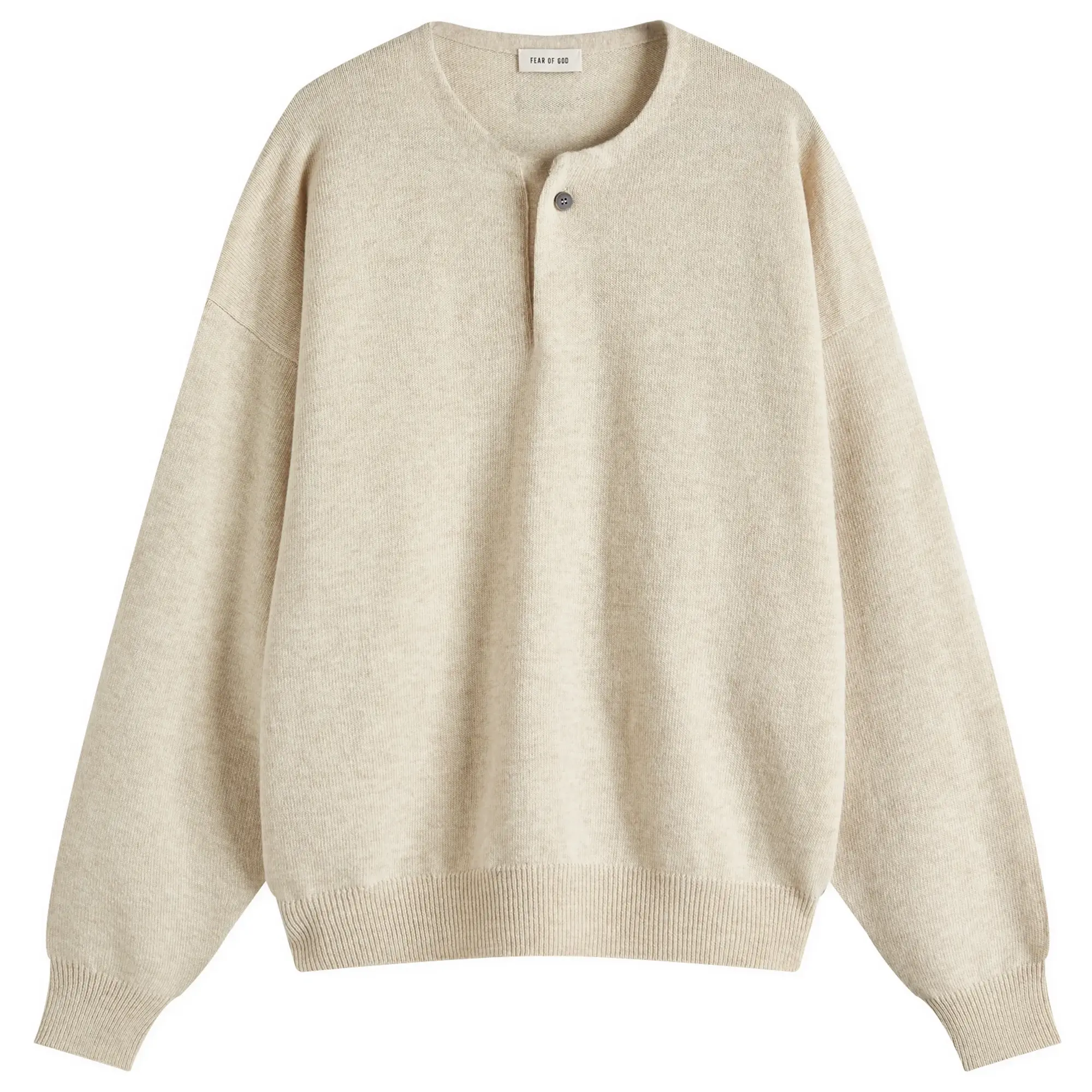 Fear Of God Men's Henley Fine Knit Heather Beige