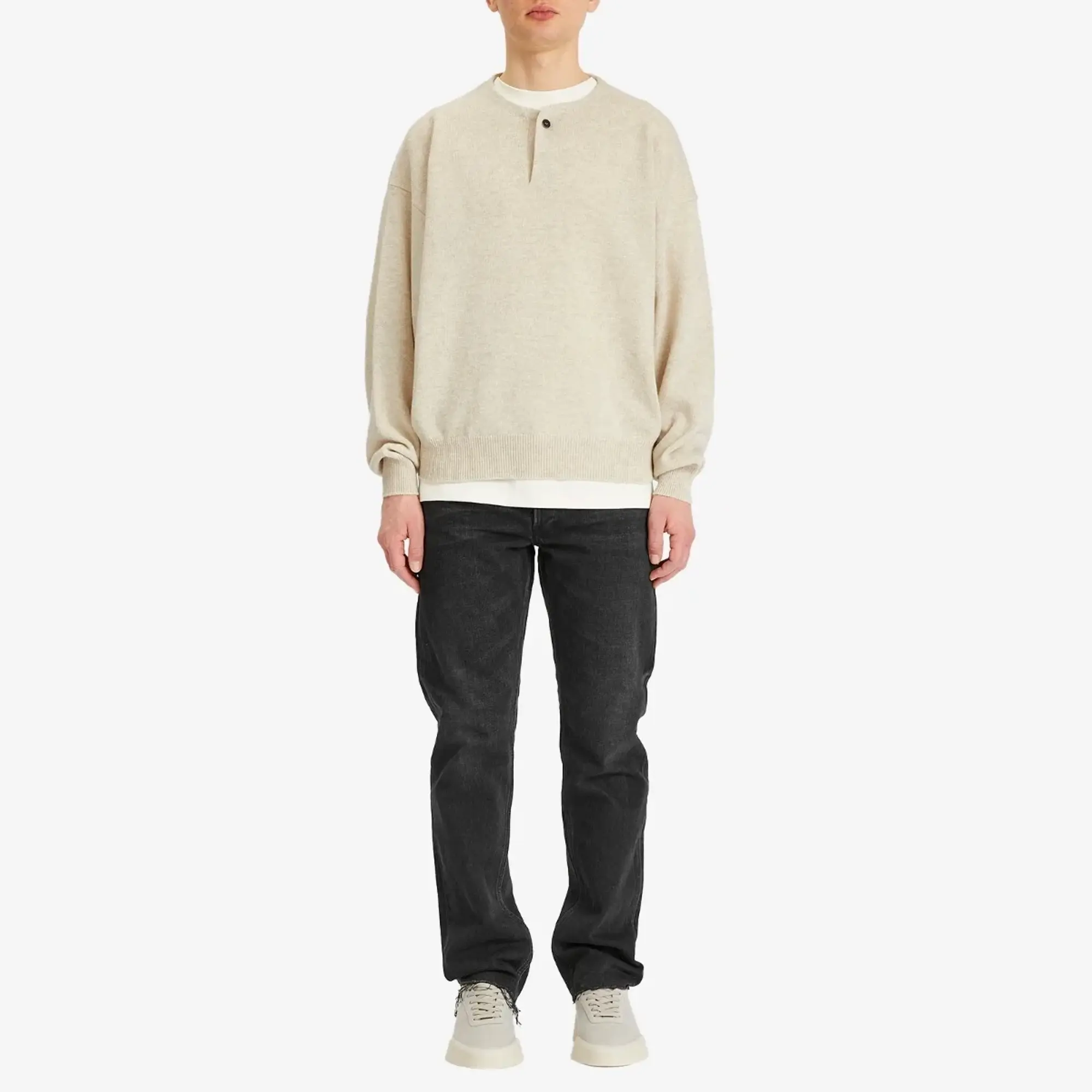Fear Of God Men's Henley Fine Knit Heather Beige