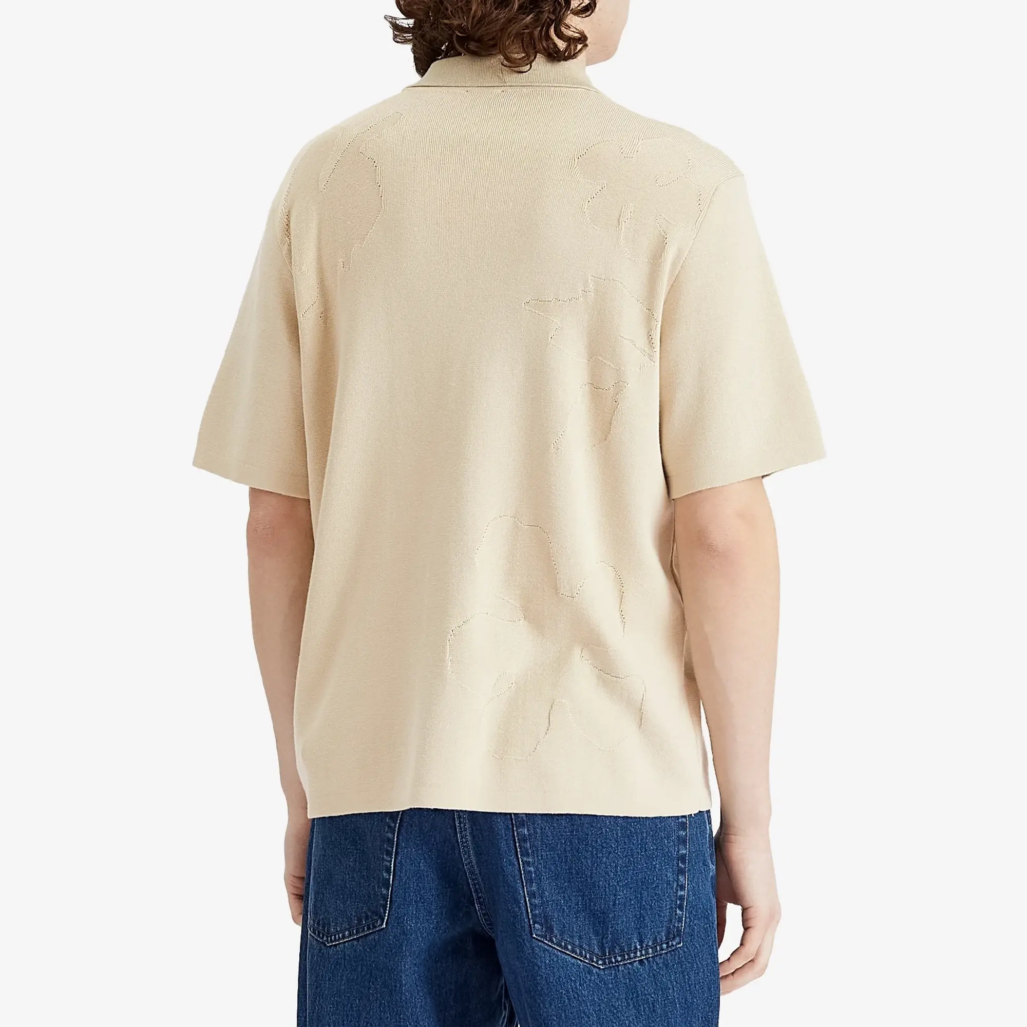 Paul Smith Men's Tonal Flower Knit Polo Shirt White