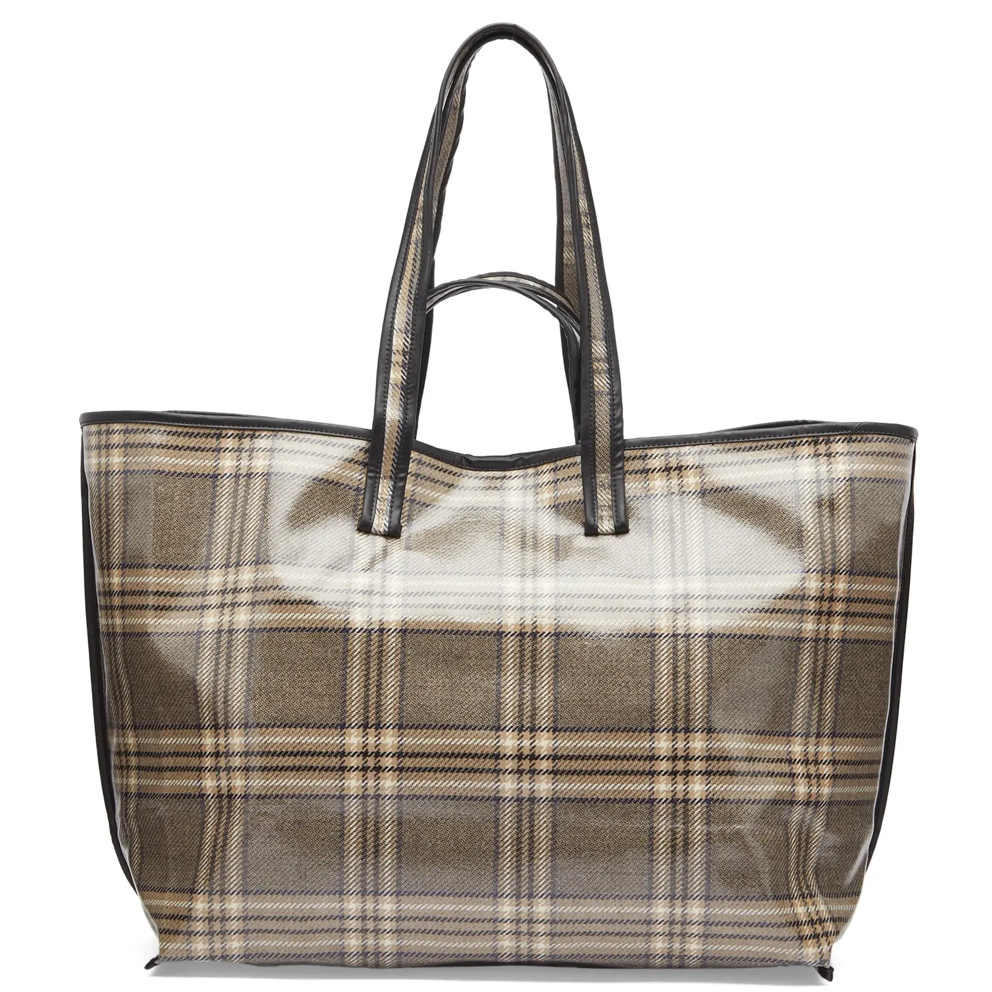 KASSL Editions Women's Lacquer Wool Tote Bag Check
