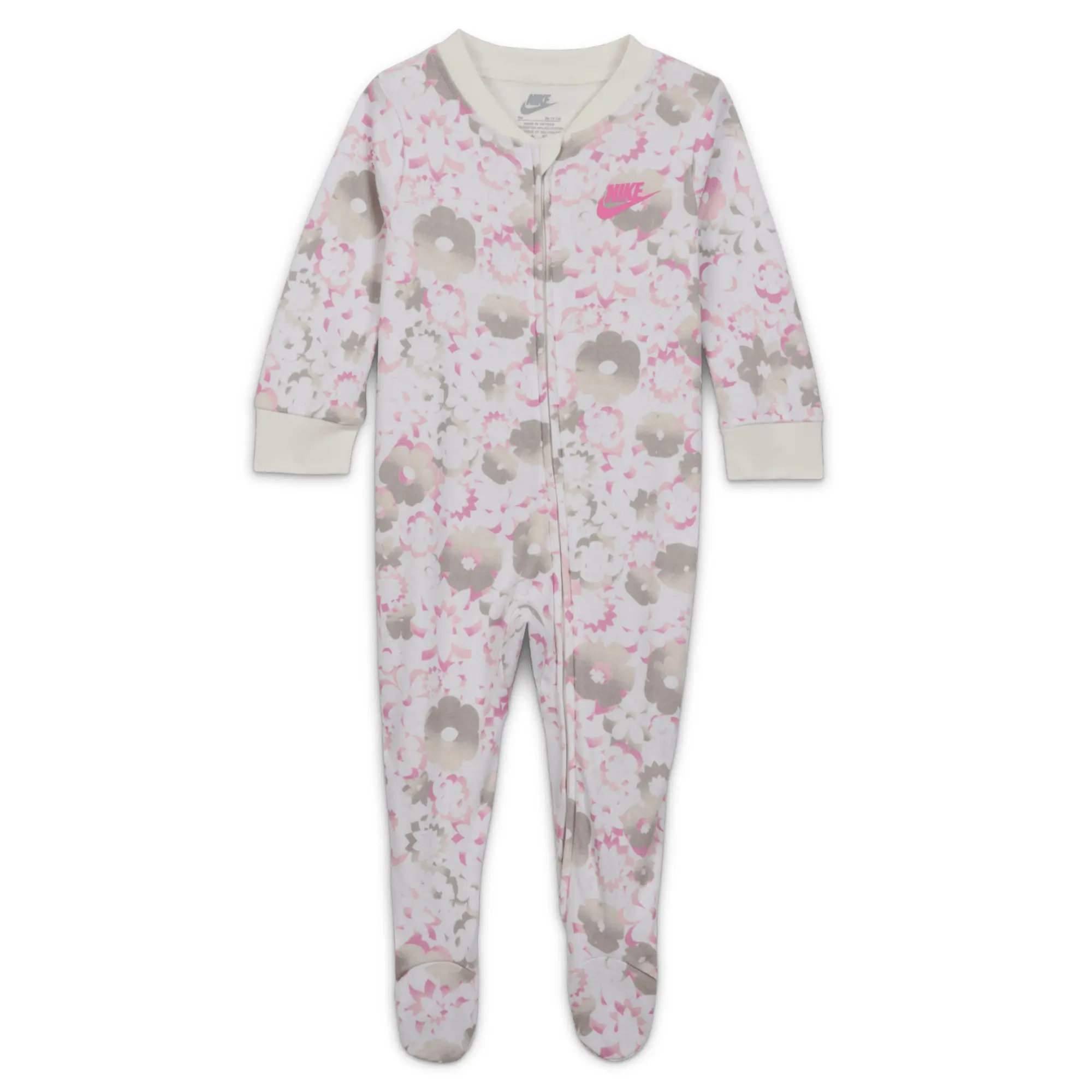 Nike Flow-Ral Baby Printed Footed Overalls - White - Cotton