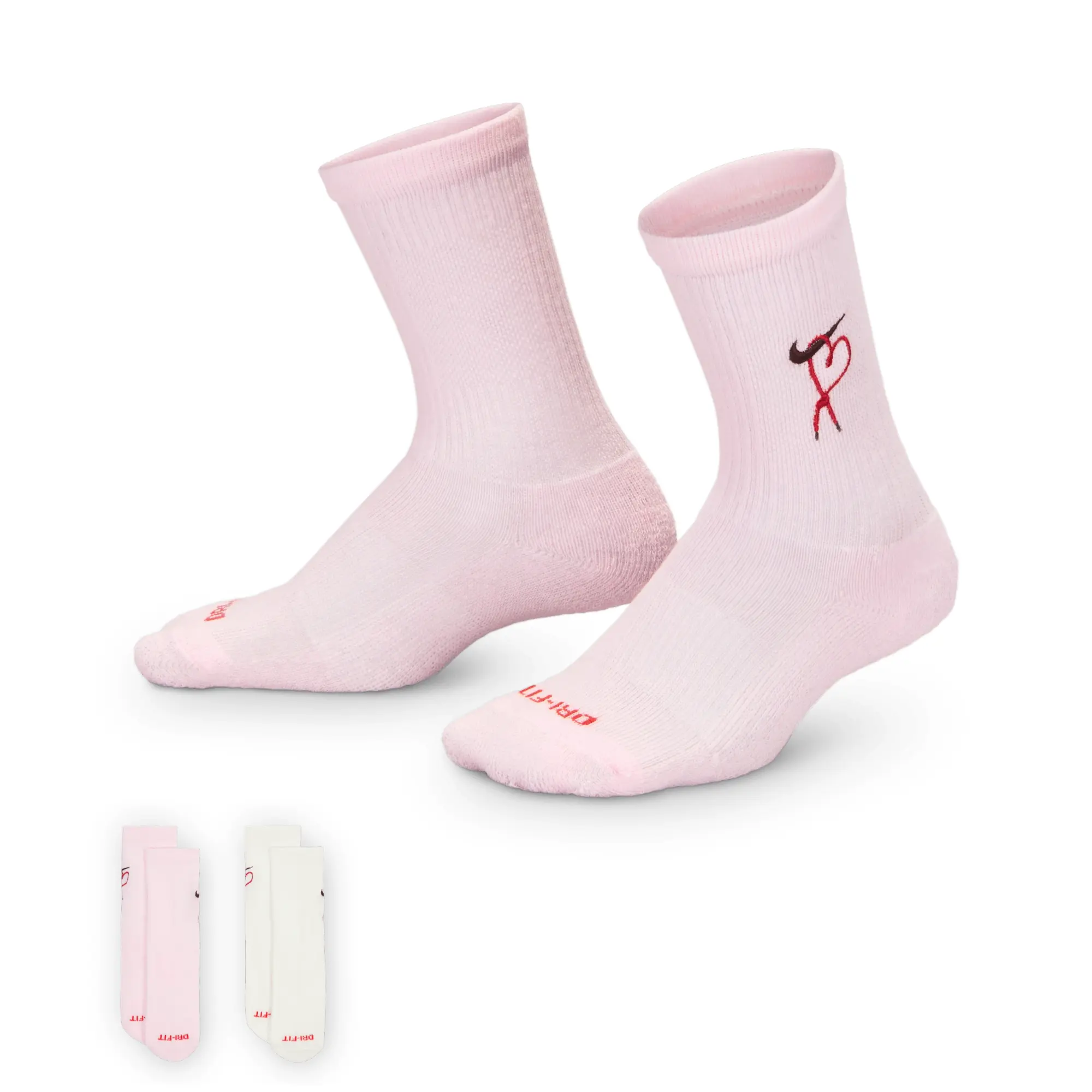 Nike Dri-FIT Younger Kids' V-Day Cushioned Crew Socks (2 Pairs) - Pink