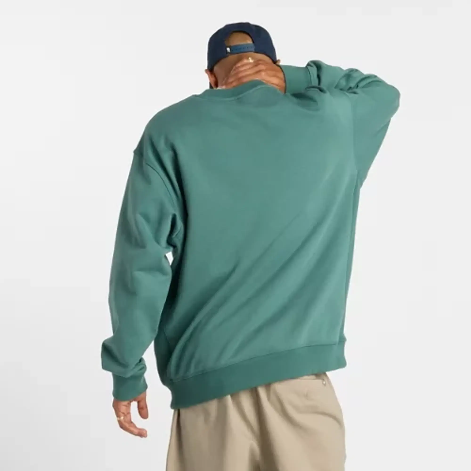 New Balance Men's Numeric French Terry Crew in Green Cotton