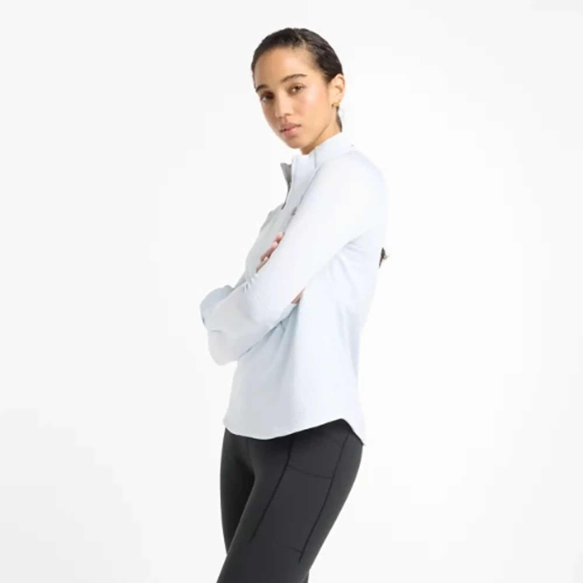 New Balance Women's Athletics Heat Grid 1/2 Zip in Blue Poly Knit