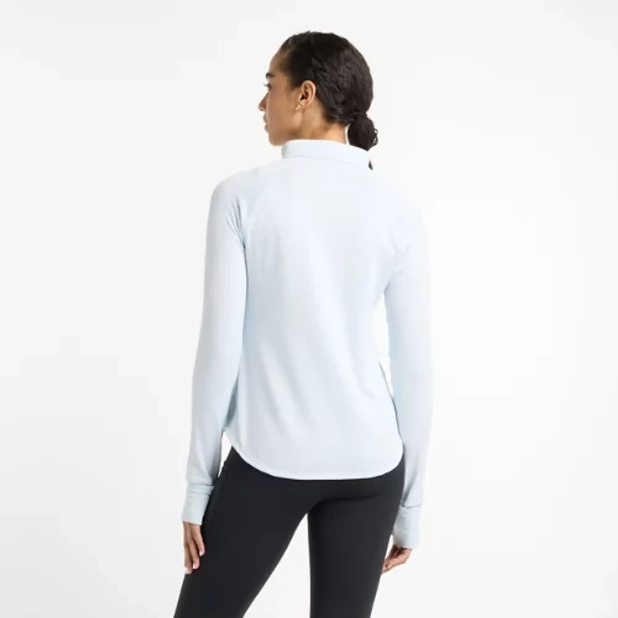 New Balance Women's Athletics Heat Grid 1/2 Zip in Blue Poly Knit