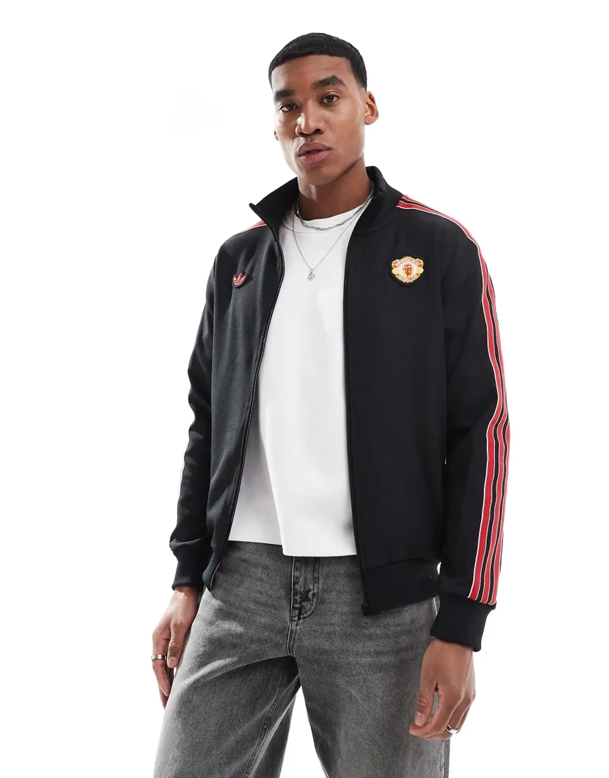 adidas Originals Adidas Football Manchester United Icons Track Top In Black And Red