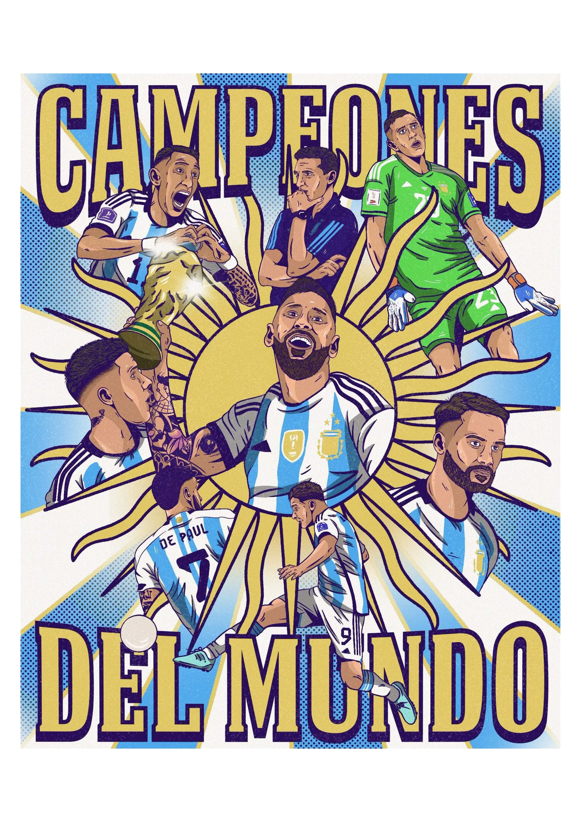 Classic Football Shirts Argentina Campeones Del Mundo 2022 World Cup A3 Print/Poster