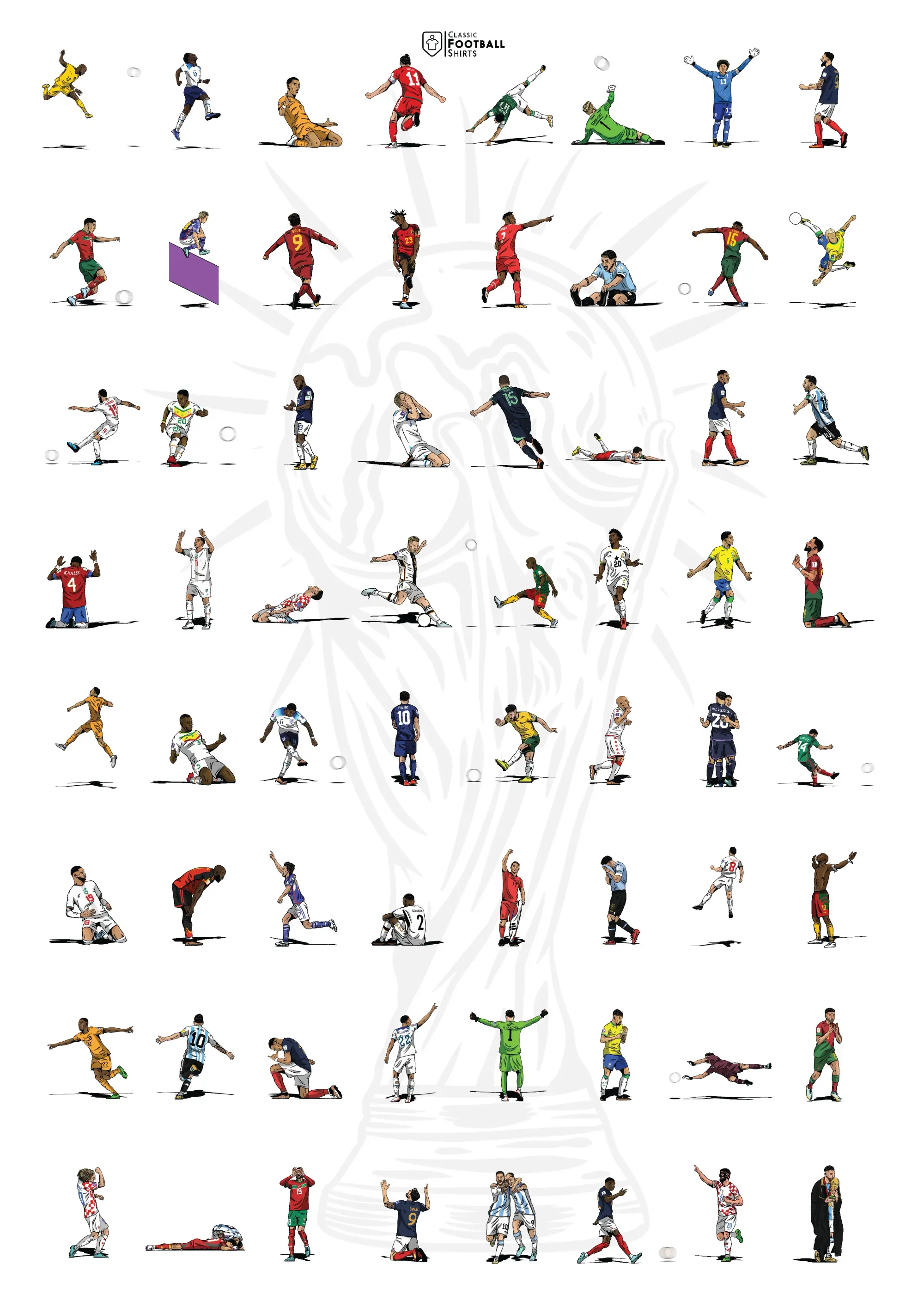 Classic Football Shirts 2022 World Cup A3 Print/Poster