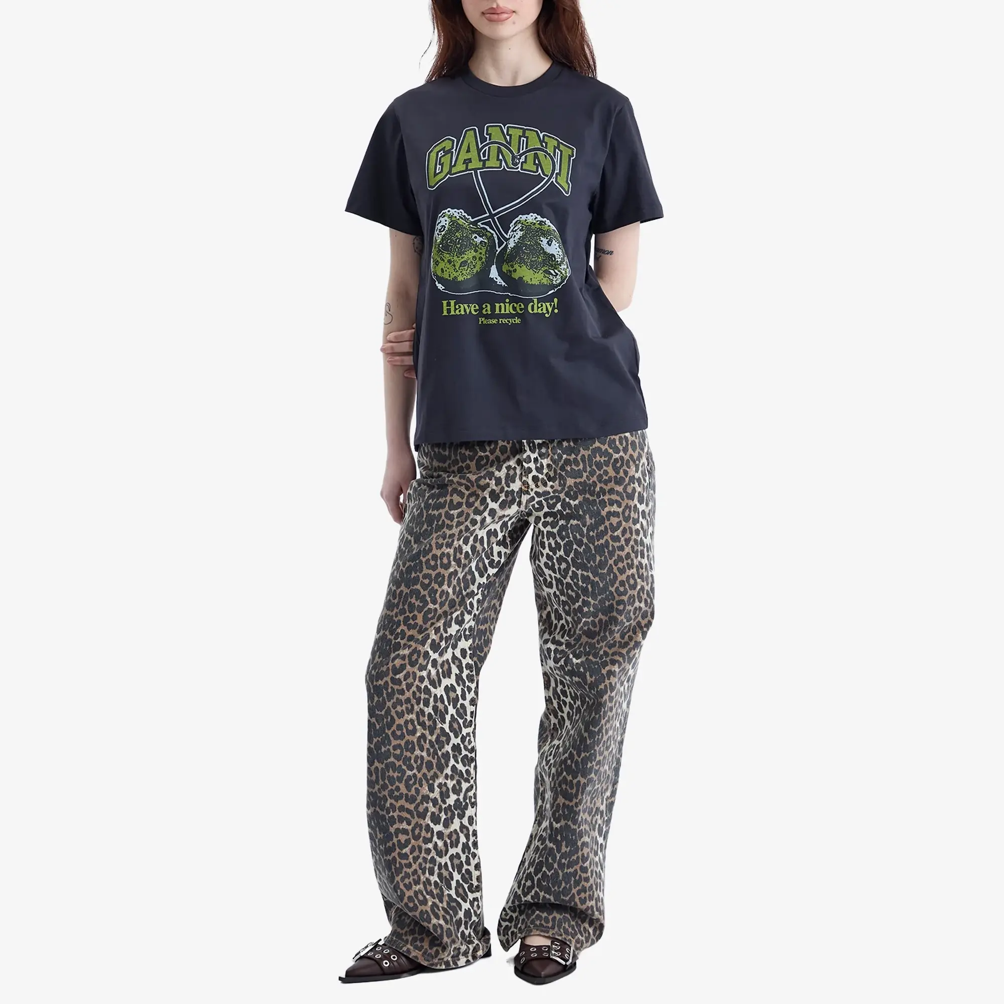 GANNI Women's Cherry Relaxed T-Shirt Phantom