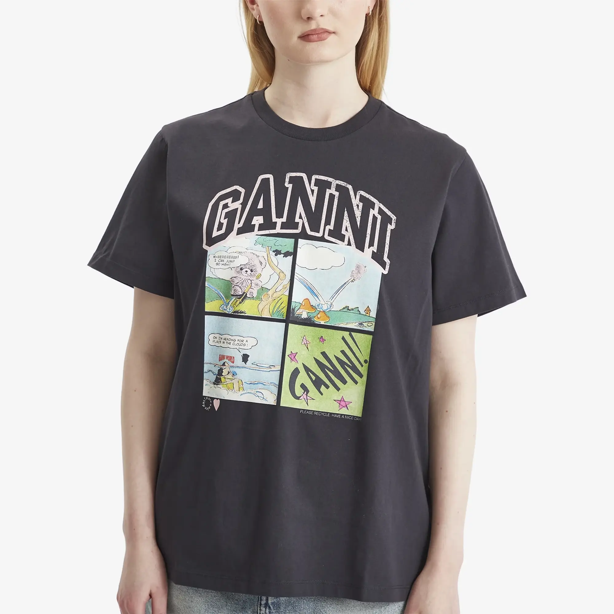 GANNI Women's BD Teddy Relaxed T-Shirt Phantom