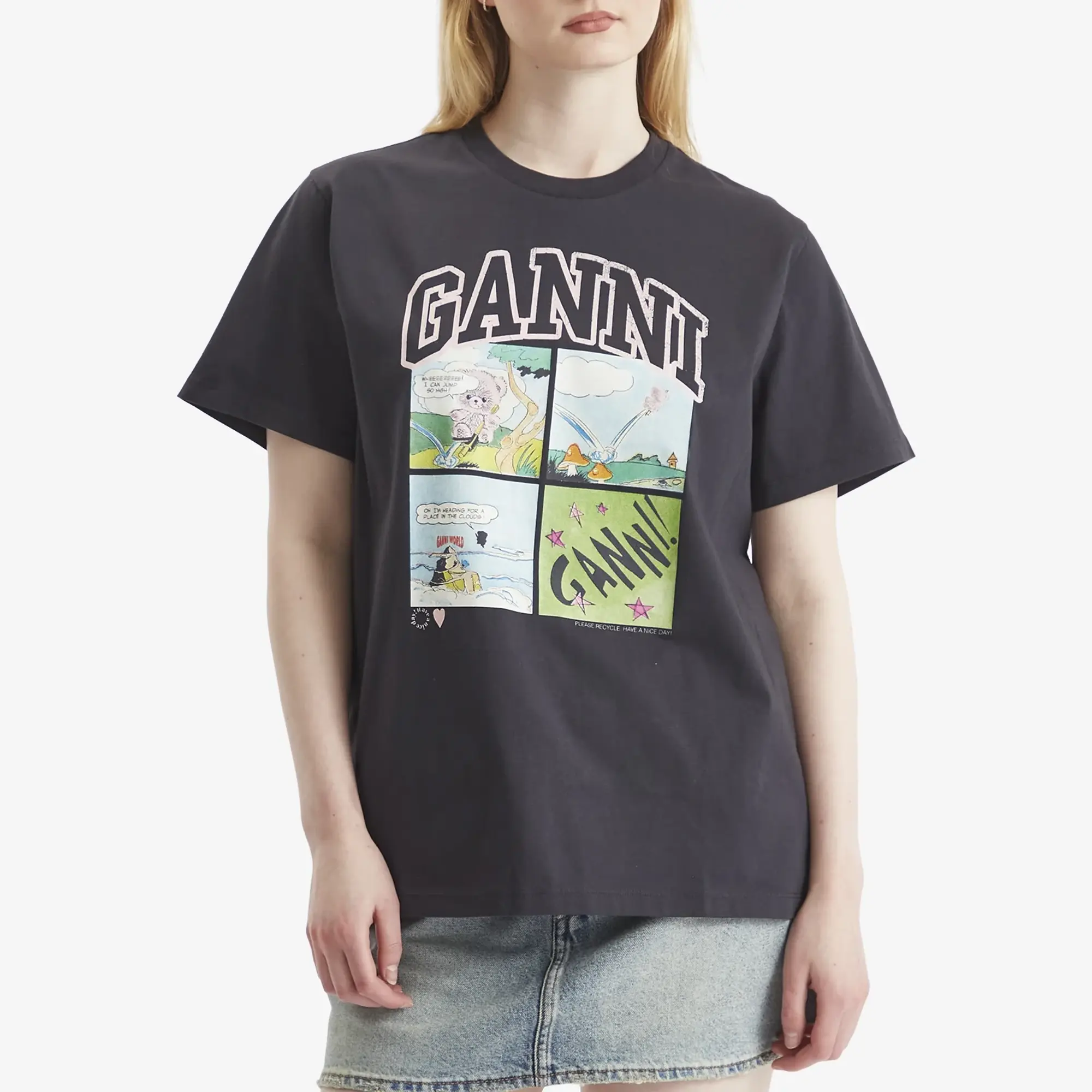 GANNI Women's BD Teddy Relaxed T-Shirt Phantom