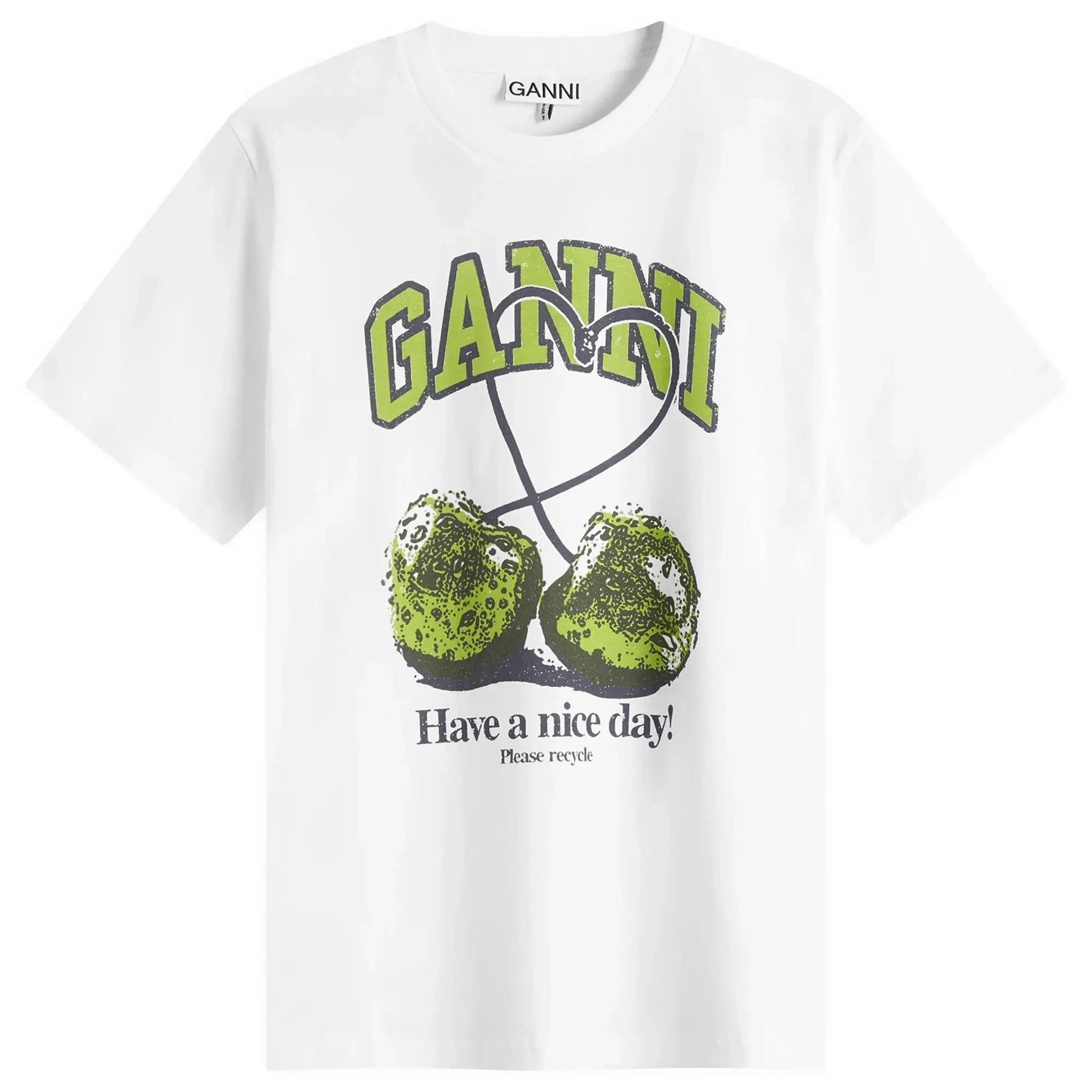 GANNI Women's Cherry Relaxed T-Shirt Bright White