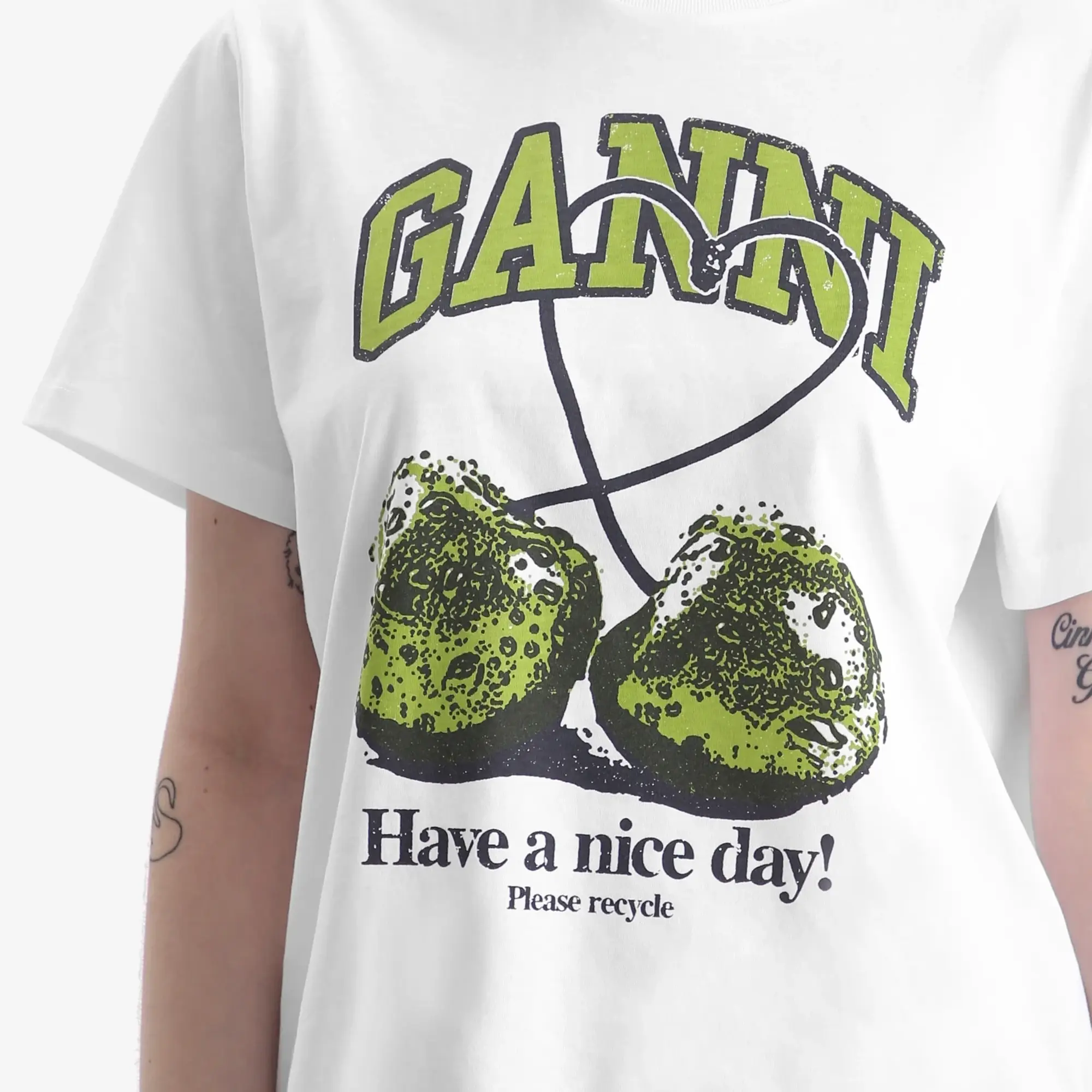 GANNI Women's Cherry Relaxed T-Shirt Bright White