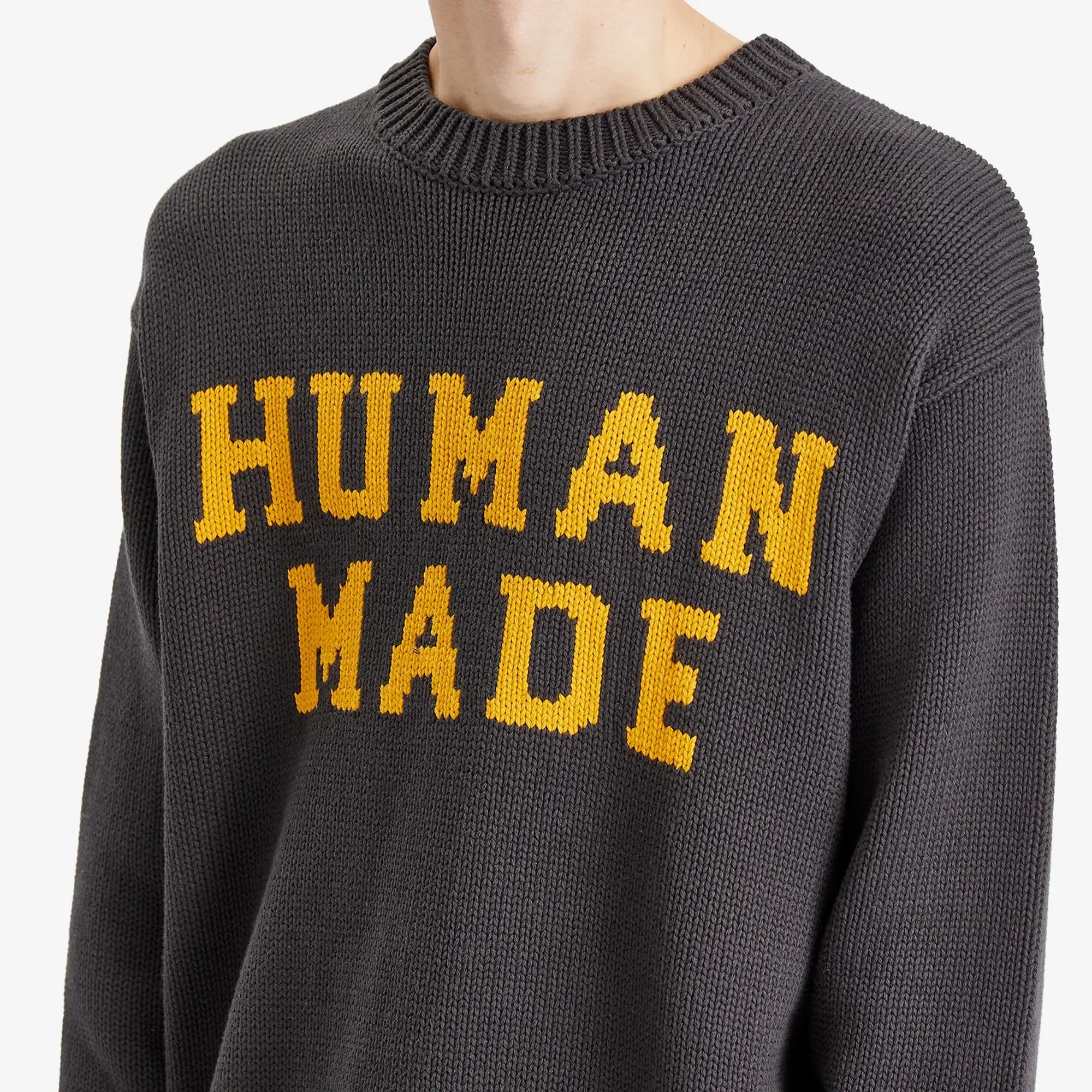 Human Made Men's Polar Bear Crew Neck Knitted Jumper Charcoal