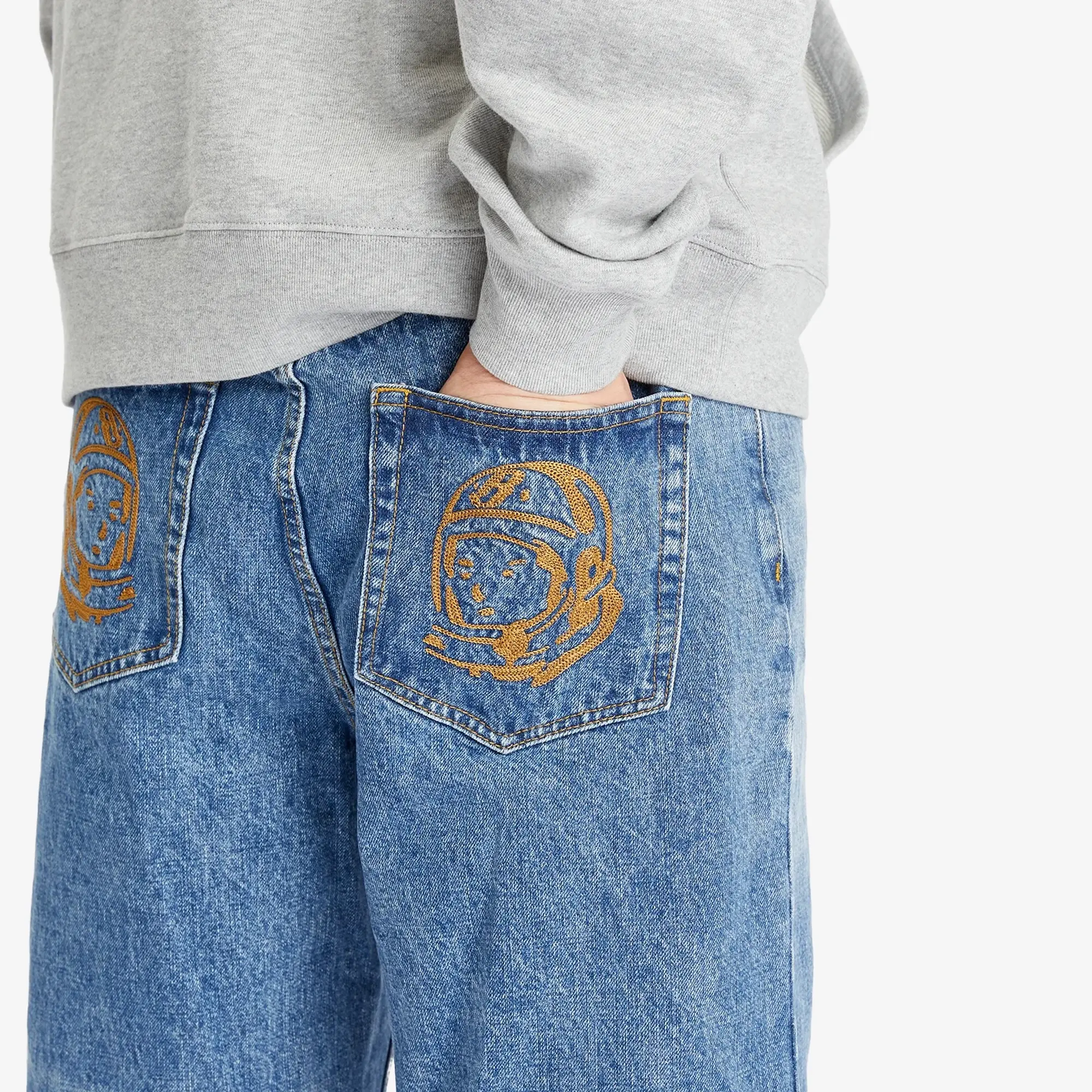 Billionaire Boys Club Men's Astro Denim Shorts Mid Wash Blue