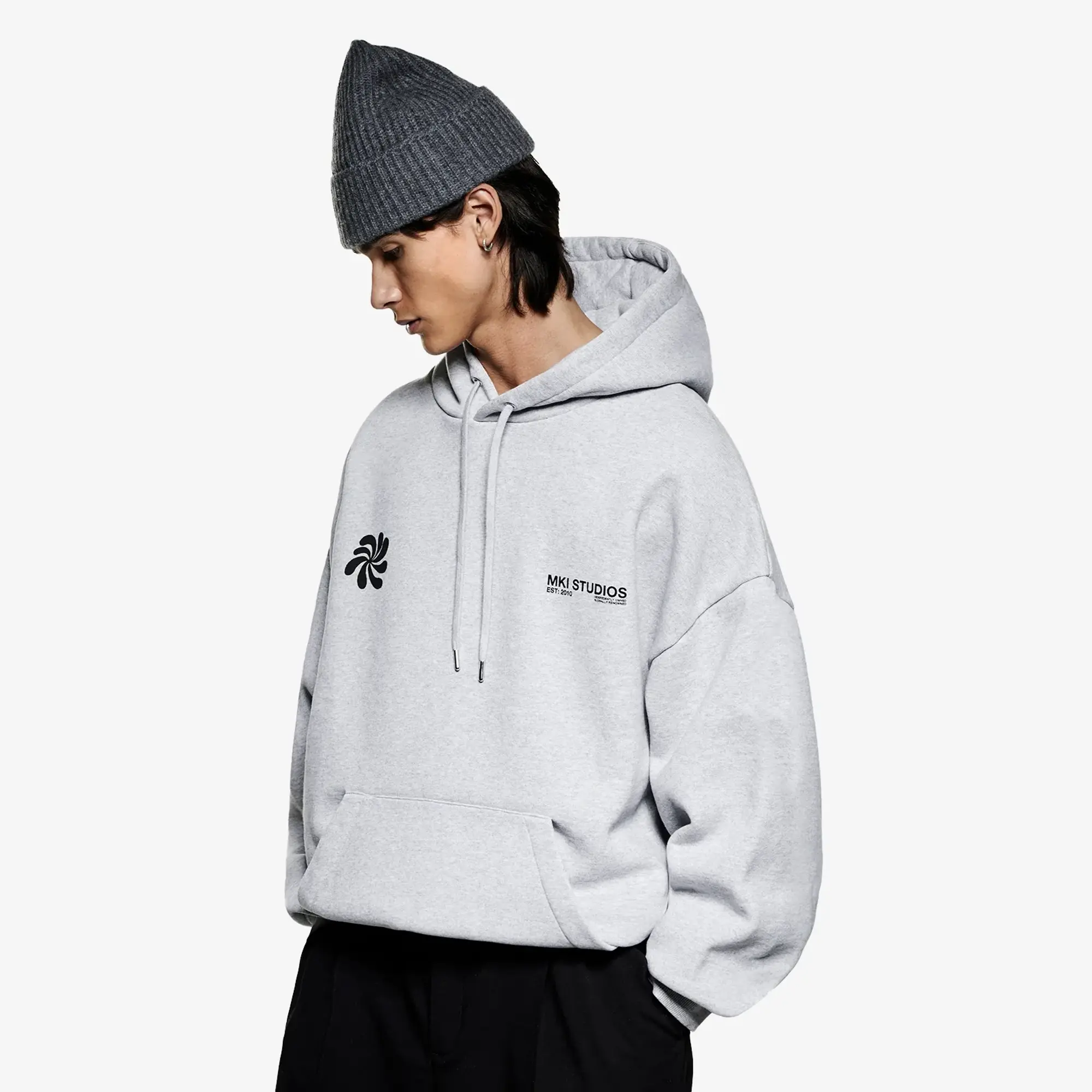 MKI Men's Abstract Hoodie Grey