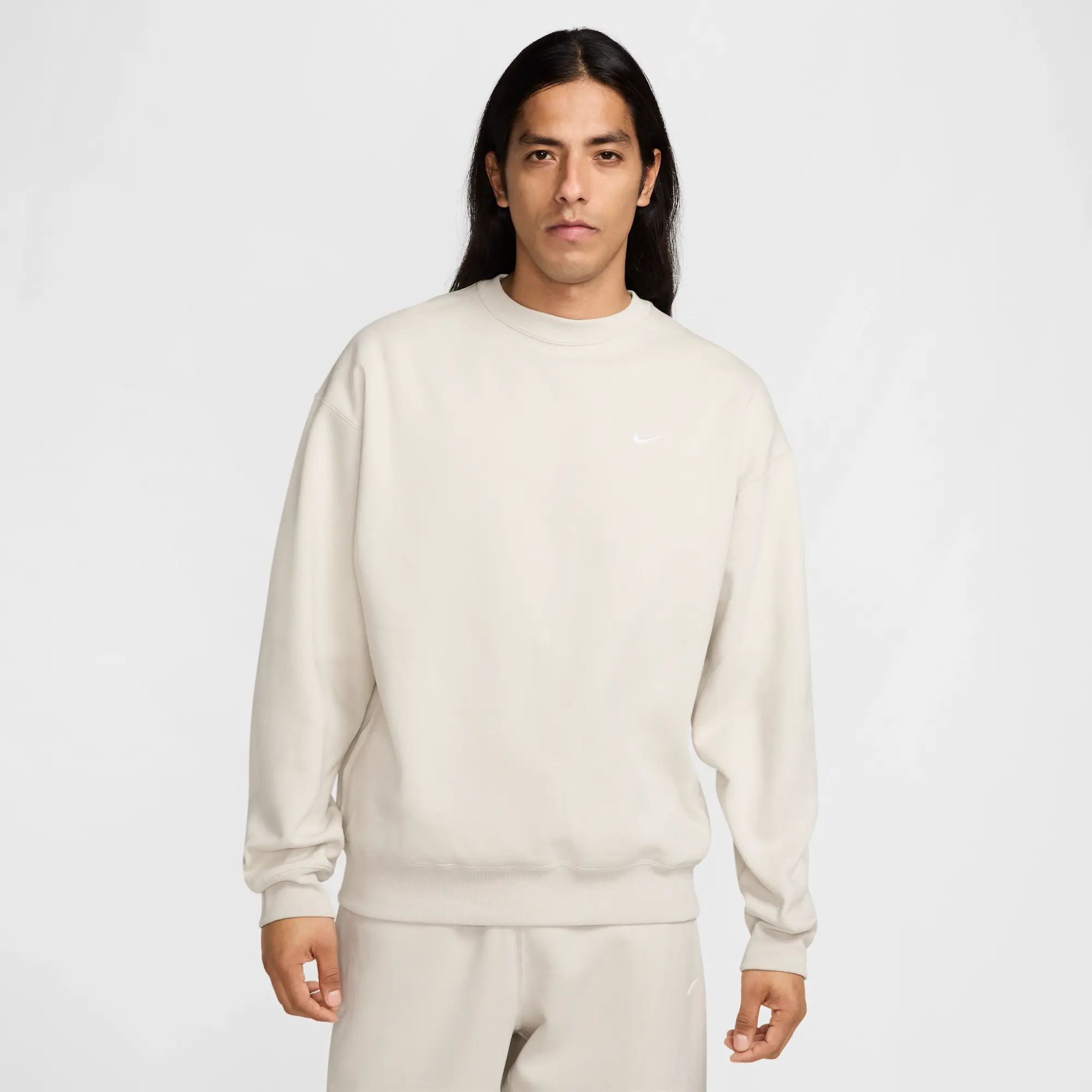 Nike Solo Swoosh Men's Fleece Crew - Grey - Cotton/Polyester