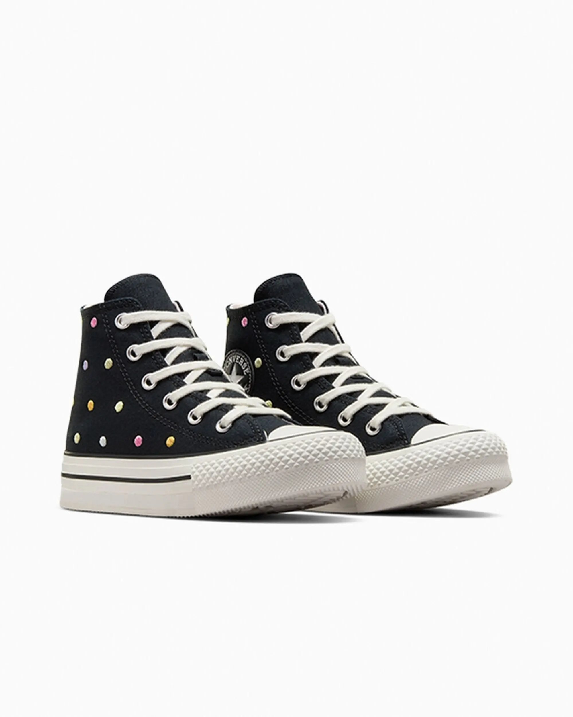 Converse Chuck Taylor All Star Lift Embroidered Polka Dots Platform - Black, White