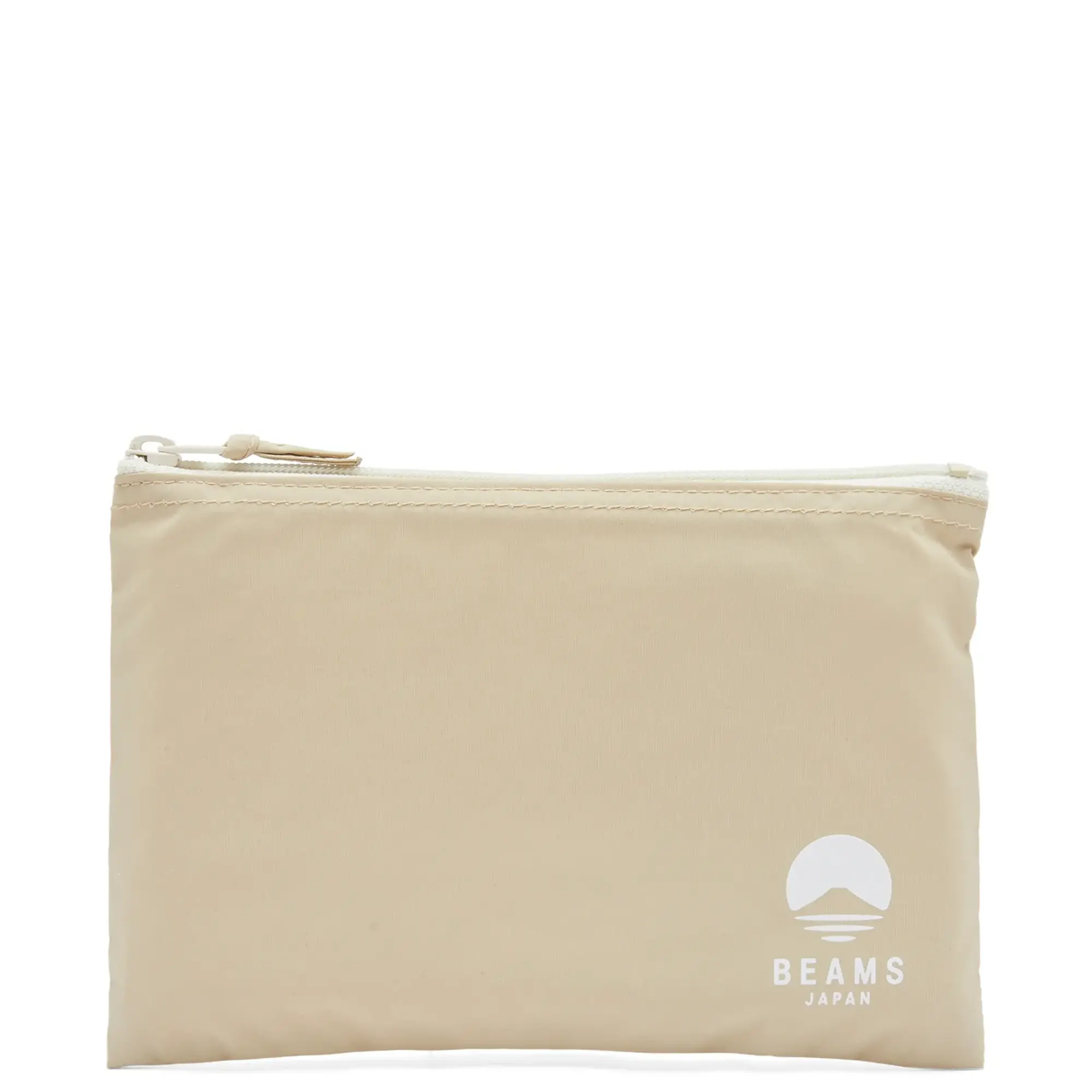 BEAMS JAPAN Logo A5 Flat Pouch Beige