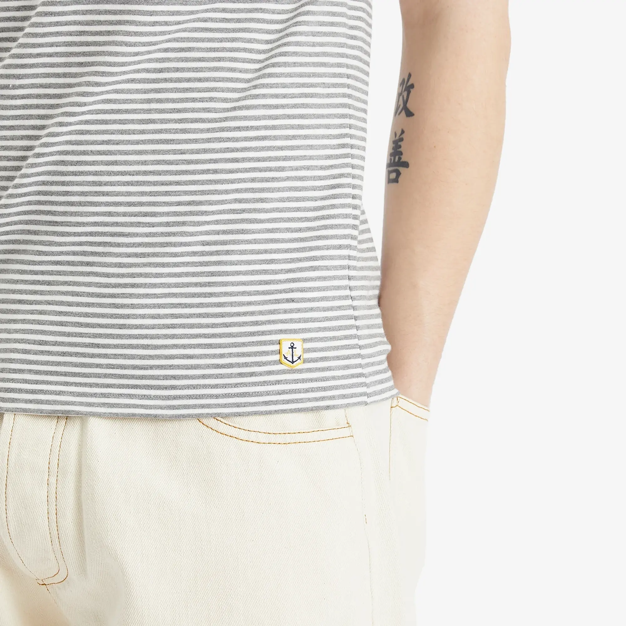 Armor-Lux Men's Fine Stripe T-Shirt Obscure Blue/Milk