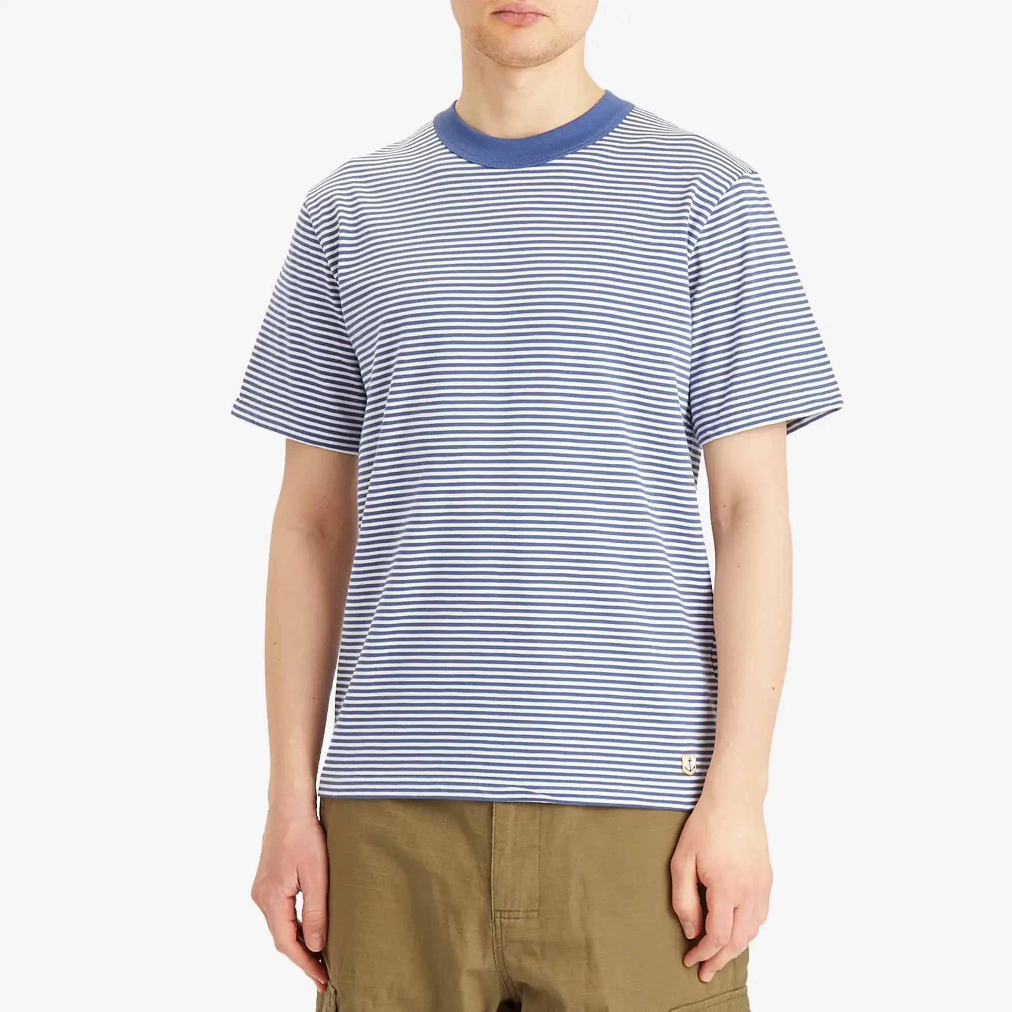Armor-Lux Men's Fine Stripe T-Shirt Obscure Blue/Milk