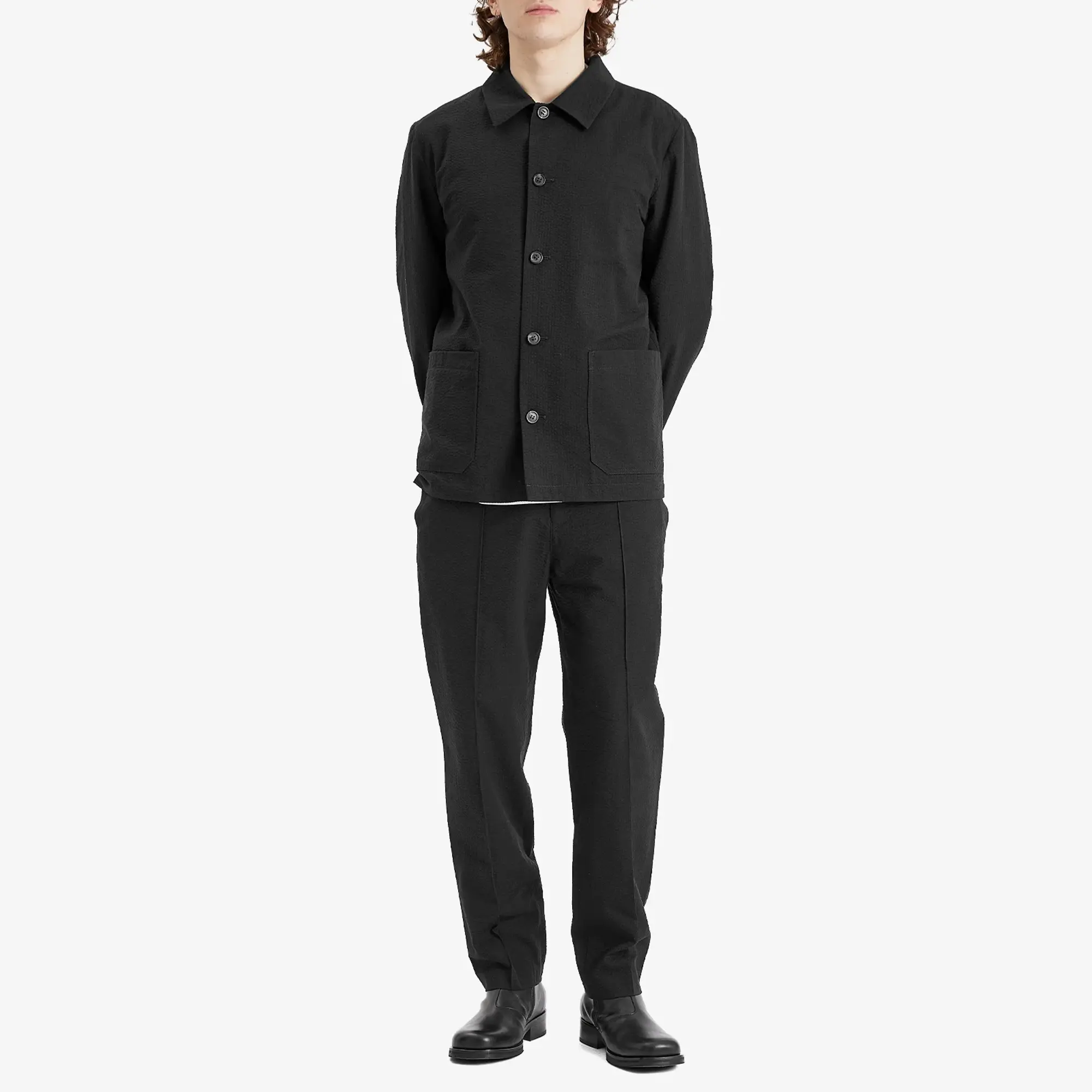 A.P.C. Men's Brest Seersucker Work jacket Black