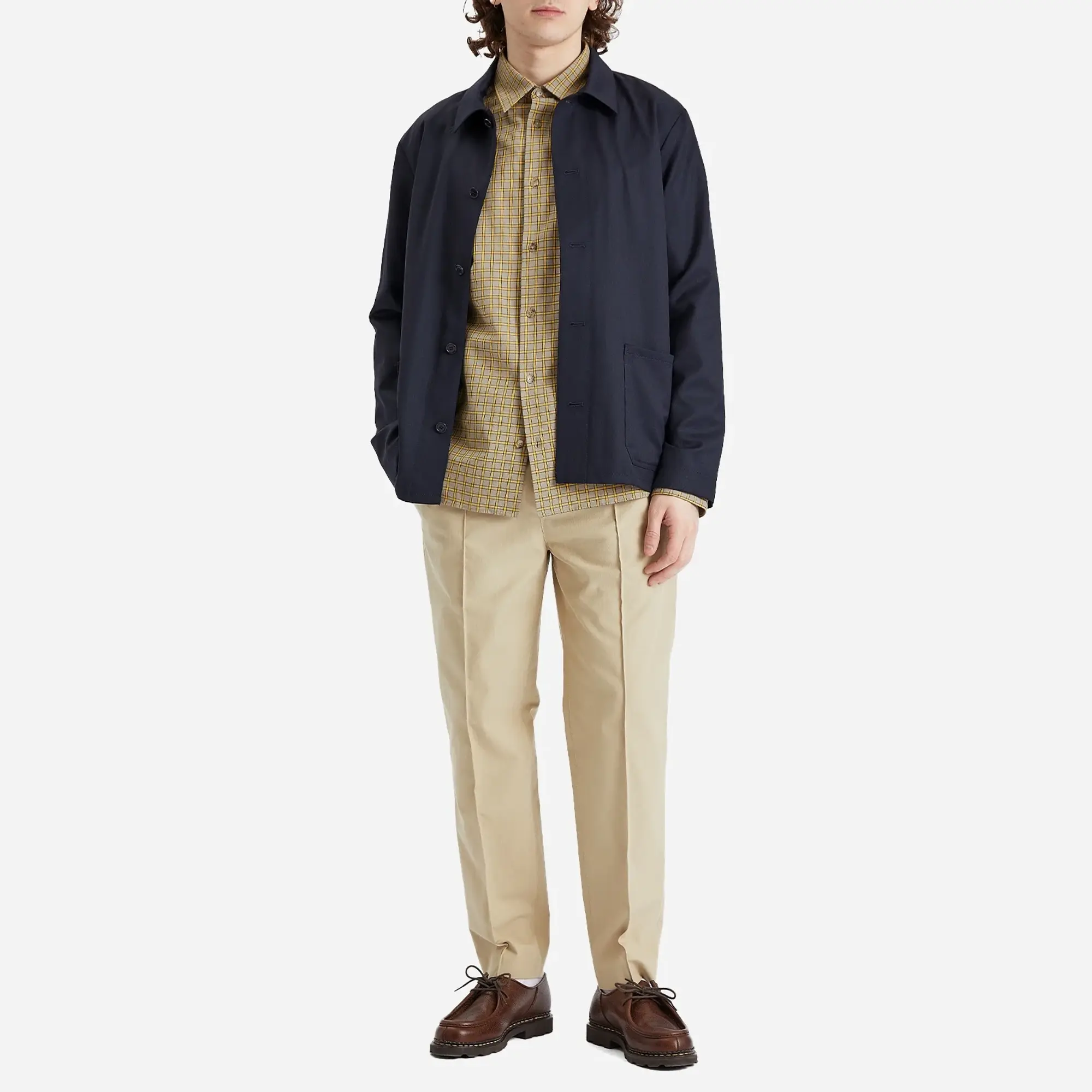 A.P.C. Men's Pieter Textured Cotton Pin Tuck Pleat Trousers Beige