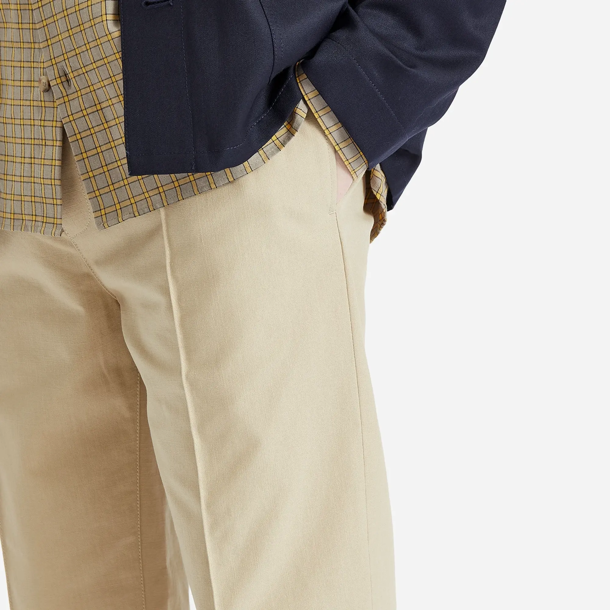 A.P.C. Men's Pieter Textured Cotton Pin Tuck Pleat Trousers Beige