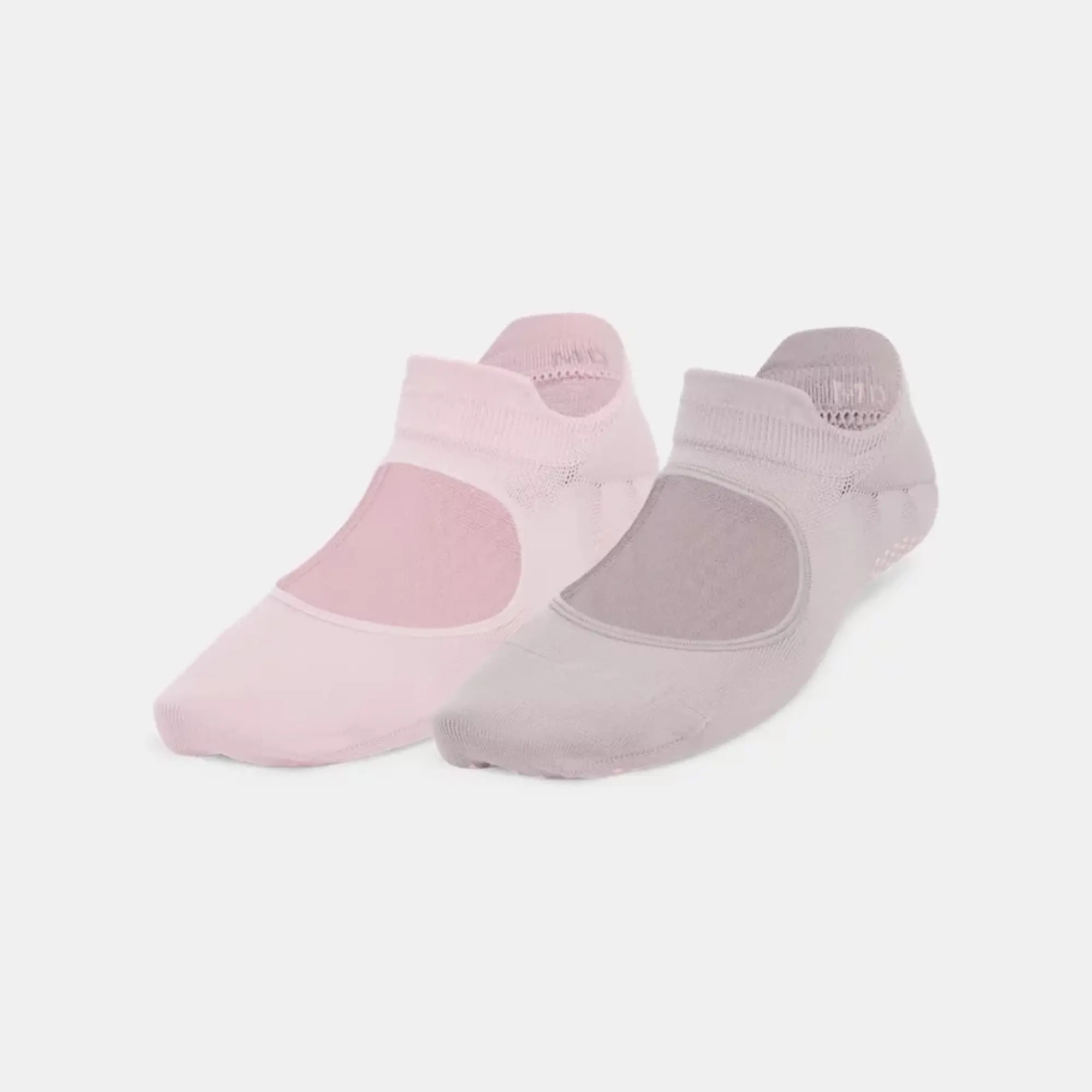 Women's  Under Armour  Breathe Balance 2-Pack Socks Gray Dawn / Prime Pink / Gray Matter S