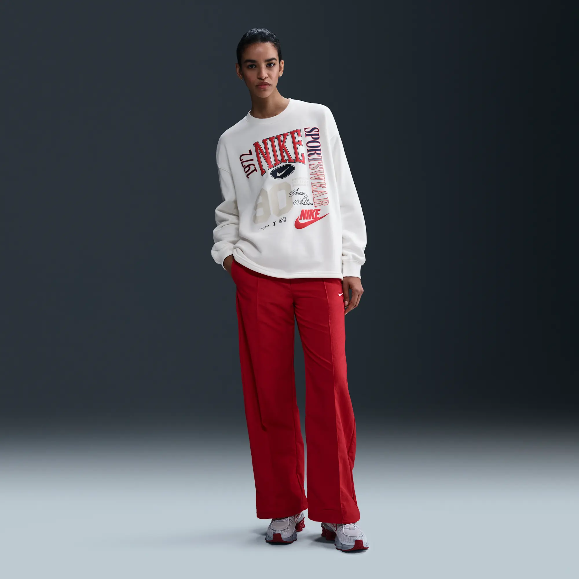 Nike Street Logo Sweatshirt In White-Black
