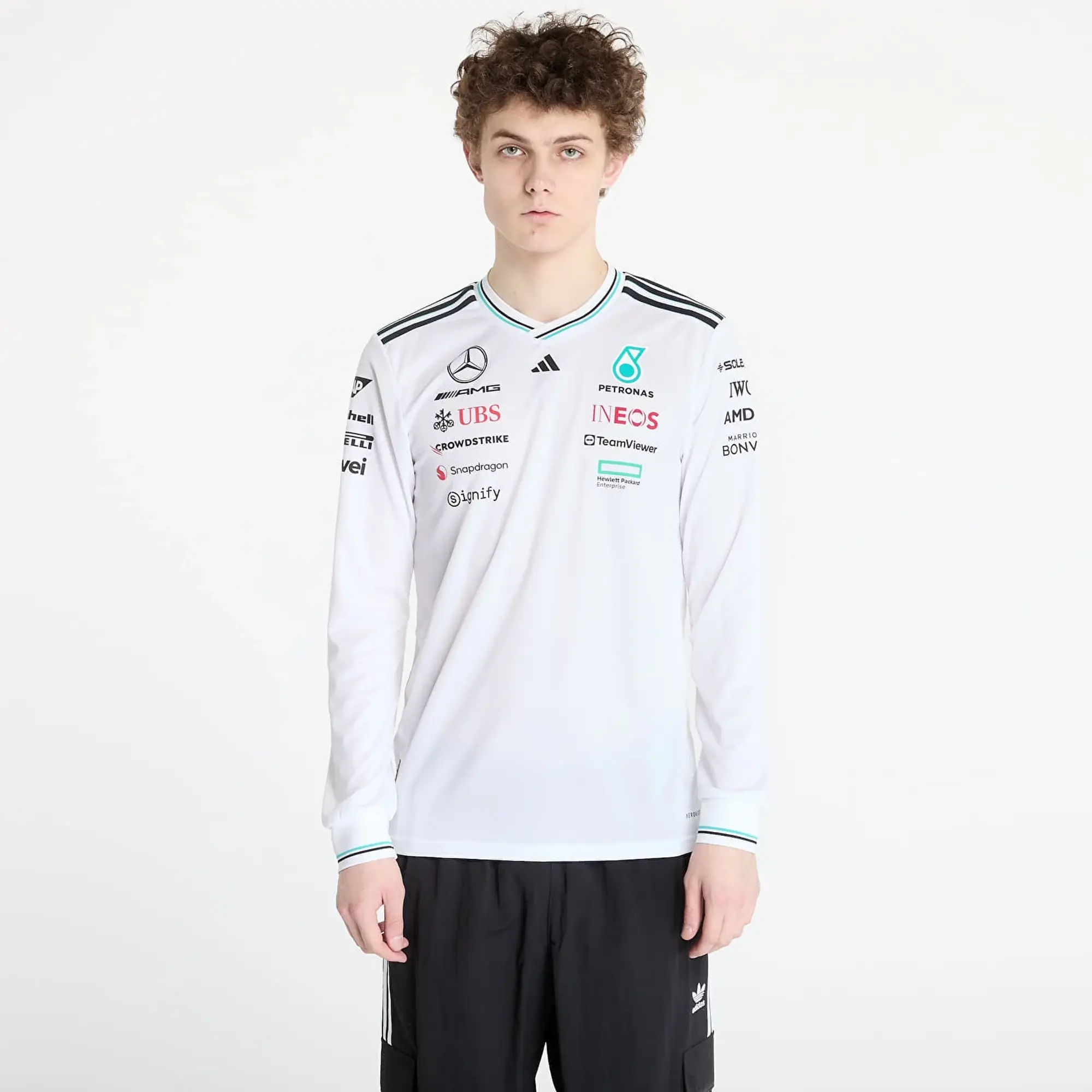 adidas Originals Jersey Adidas X Mercedes Amg Petronas Formula One Team Driver Authentic Long Sleeve Jersey White/ White/ Black Xxl