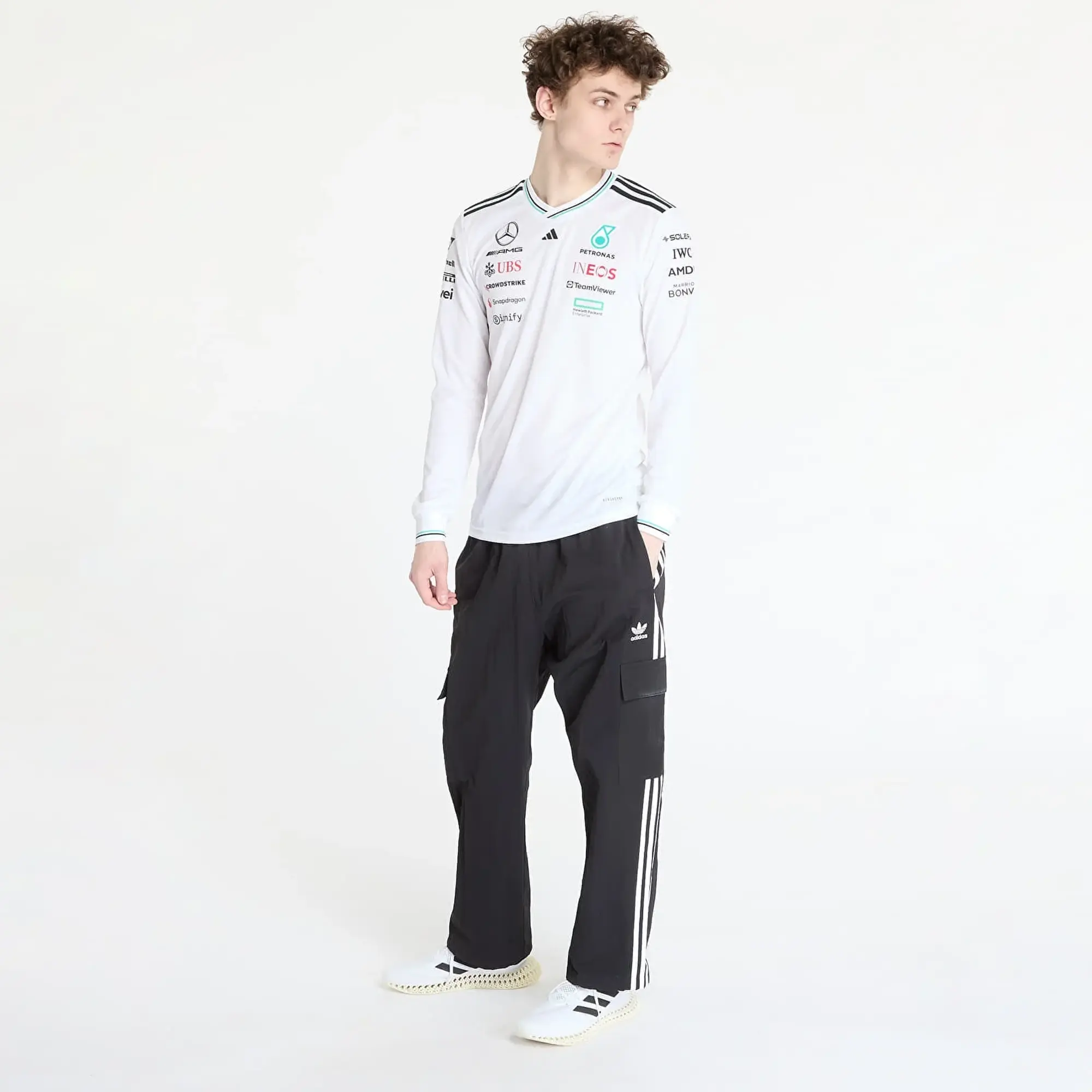 adidas Originals Jersey Adidas X Mercedes Amg Petronas Formula One Team Driver Authentic Long Sleeve Jersey White/ White/ Black Xxl