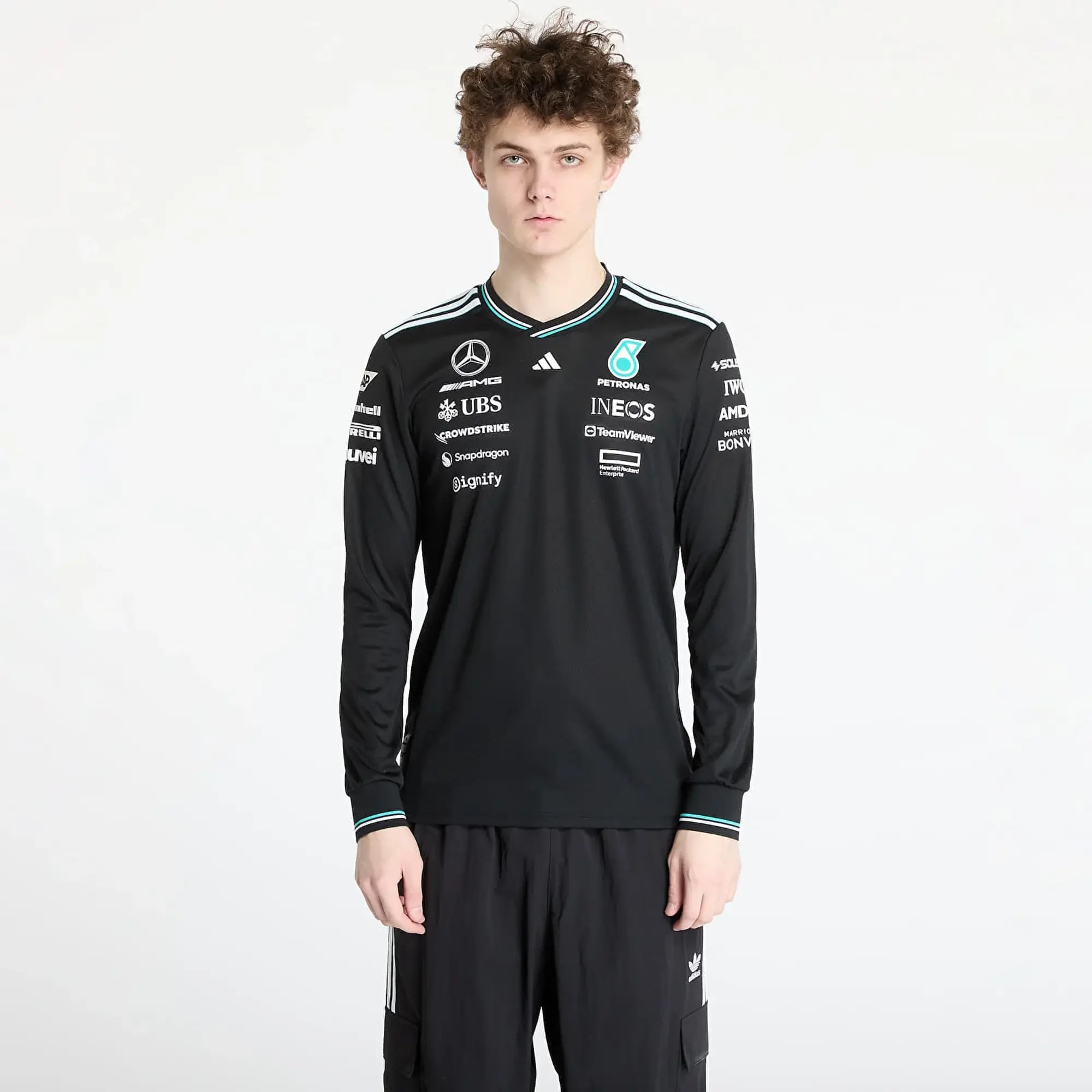 adidas Originals Jersey Adidas X Mercedes Amg Petronas Formula One Team Driver Authentic Long Sleeve Jersey Black/ Black/ White Xxl