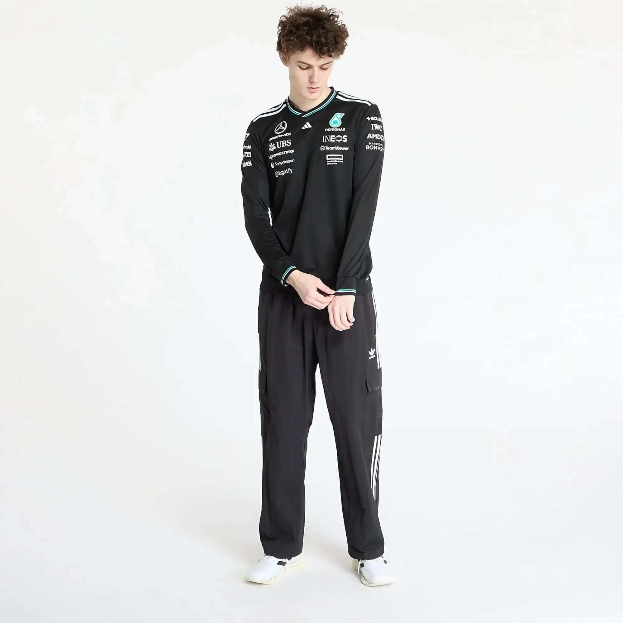 adidas Originals Jersey Adidas X Mercedes Amg Petronas Formula One Team Driver Authentic Long Sleeve Jersey Black/ Black/ White Xxl