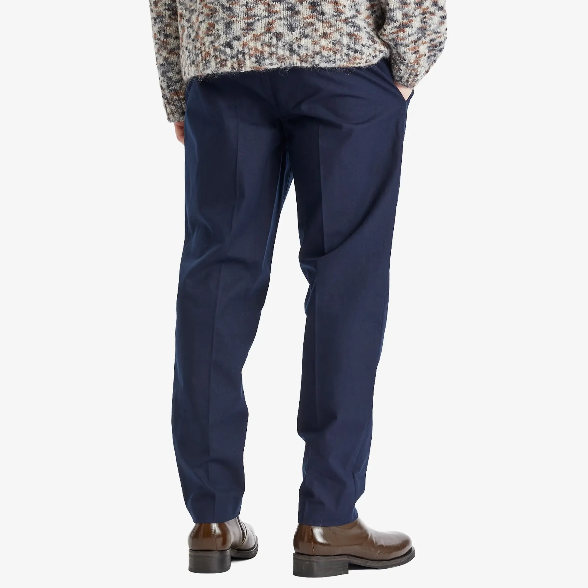 A.P.C. Men's Pieter Textured Cotton Pin Tuck Pleat Trousers Dark Navy