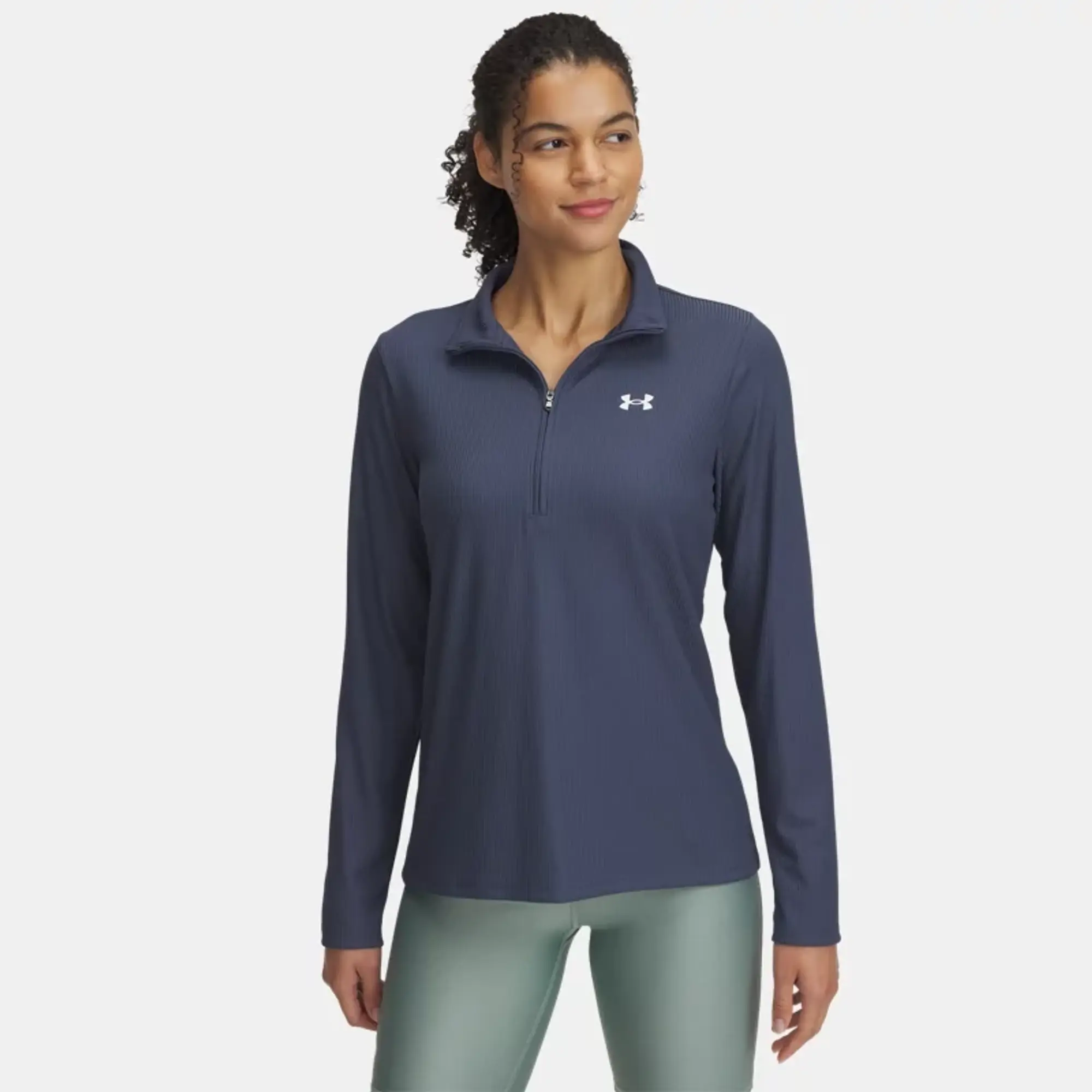 Women's  Under Armour  Tech™ Rib ½ Zip Downpour Gray / White XXL