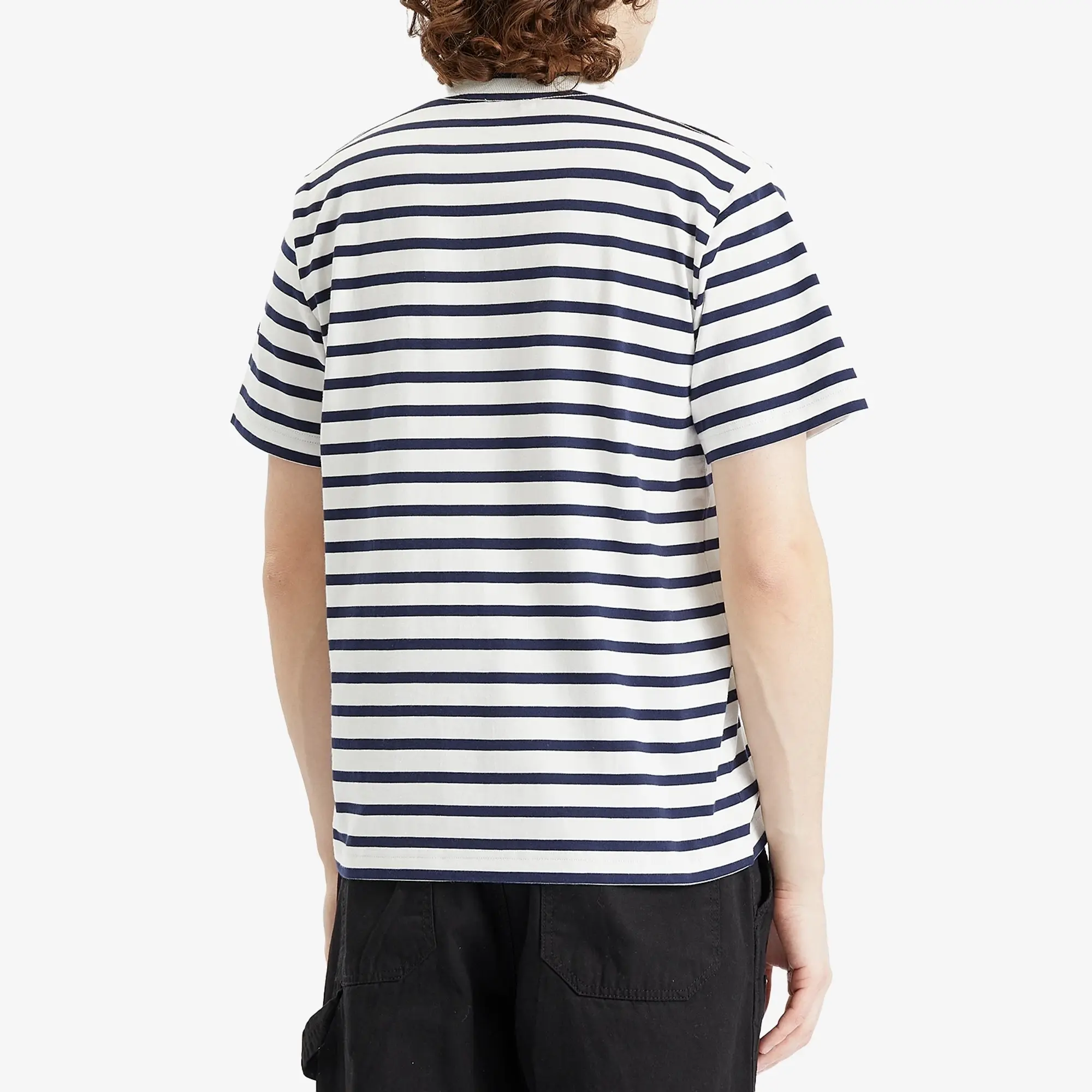 Armor-Lux Armor Lux Cotton Regular Fit Short Sleeve Stripe T-Shirt, Milk/Marine Deep
