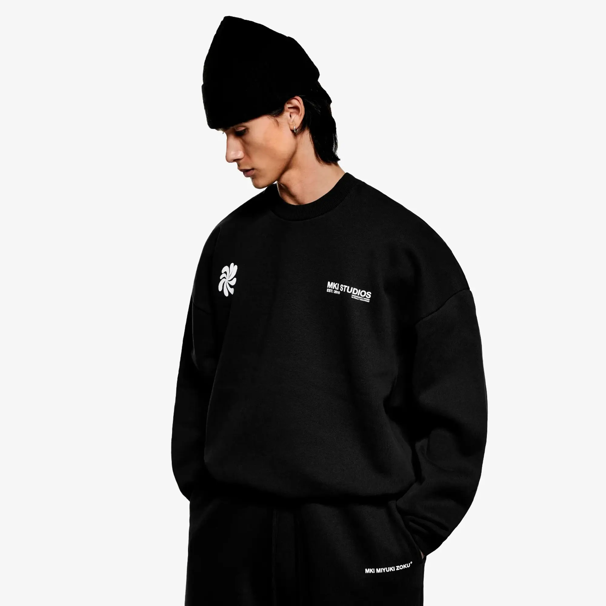 MKI Men's Abstract Crew Sweatshirt Black