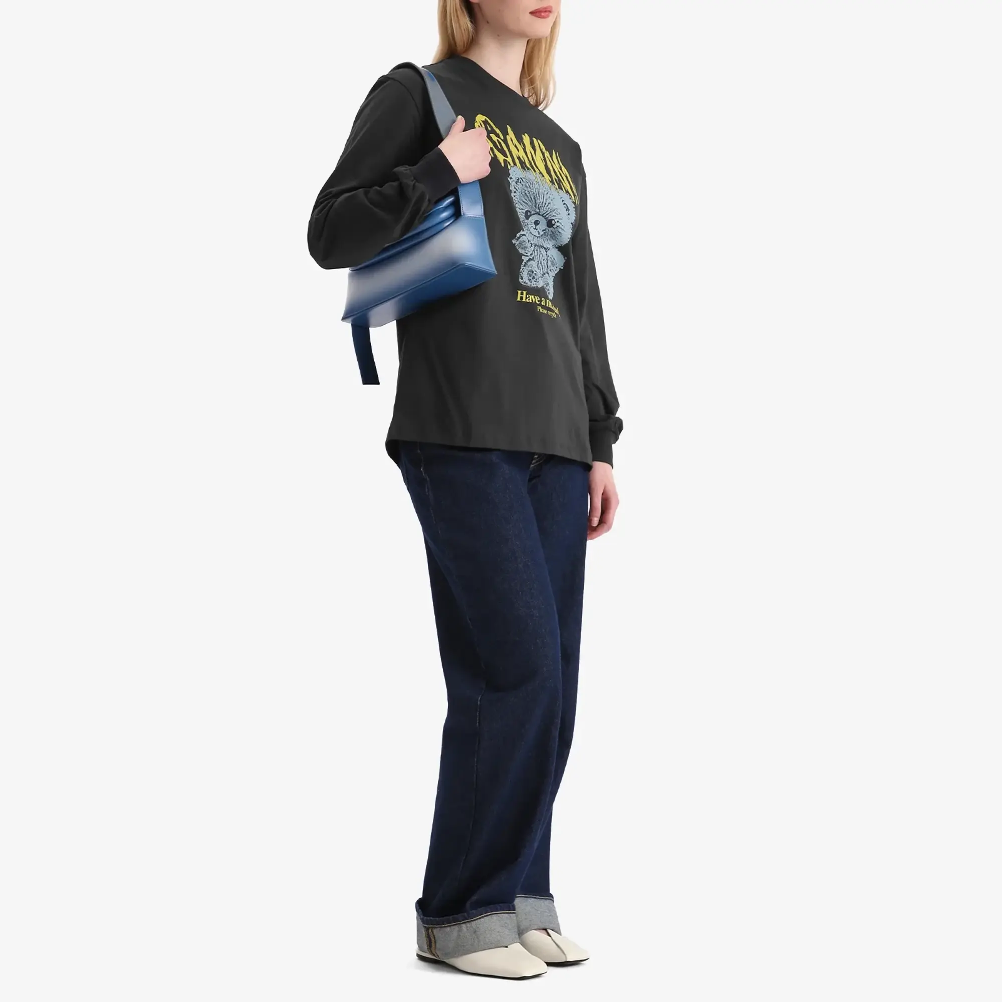 GANNI Women's Teddy Long Sleeve T-Shirt Phantom