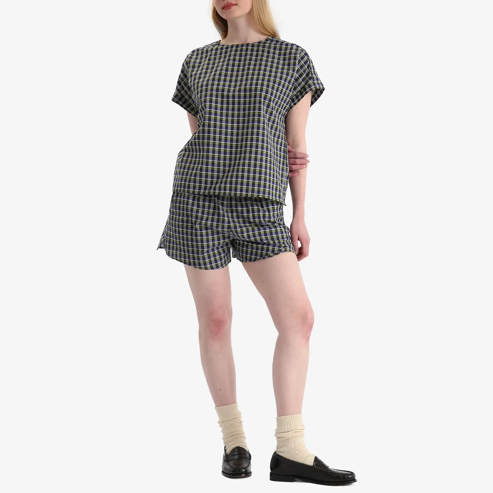 A.P.C. Women's Malorie Check Short Sleeve Top Green