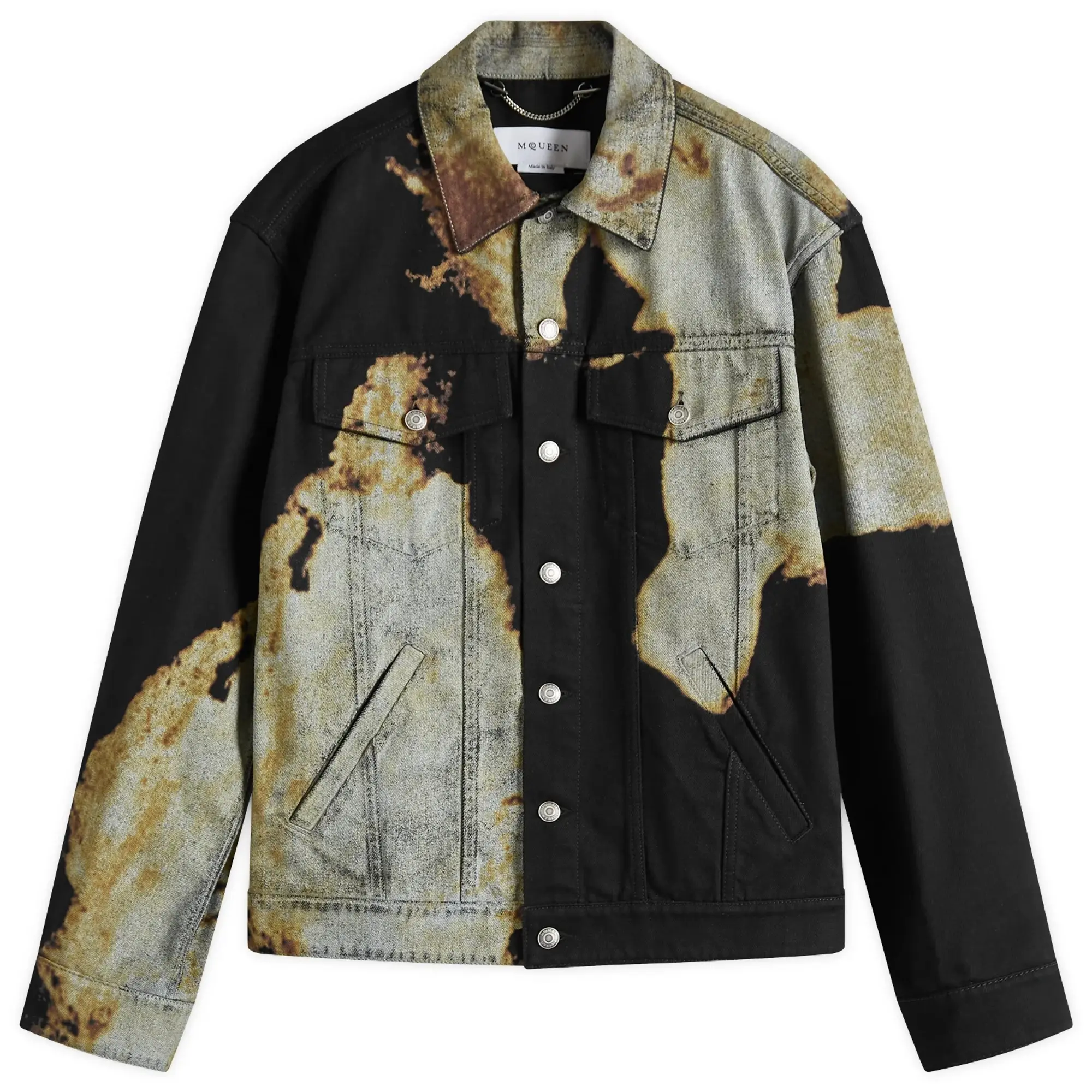 Alexander McQueen Men's Acid Treatment Denim Jacket Black/Ivory