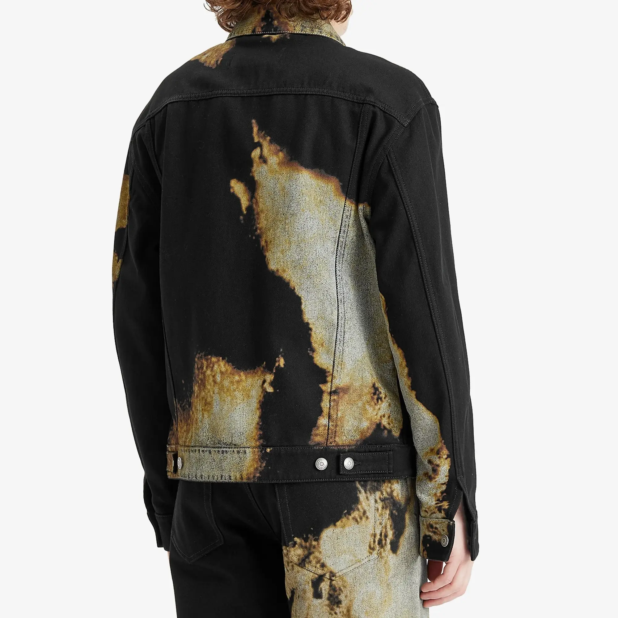 Alexander McQueen Men's Acid Treatment Denim Jacket Black/Ivory