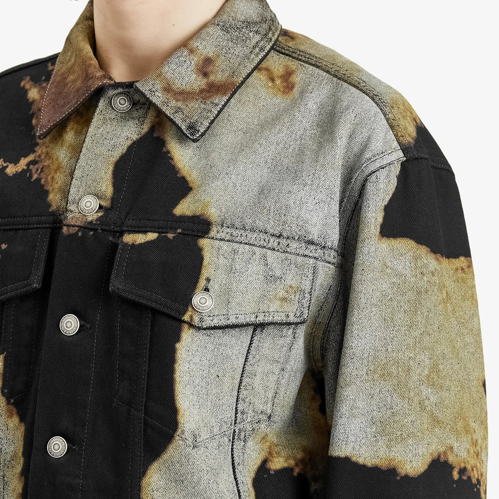 Alexander McQueen Men's Acid Treatment Denim Jacket Black/Ivory